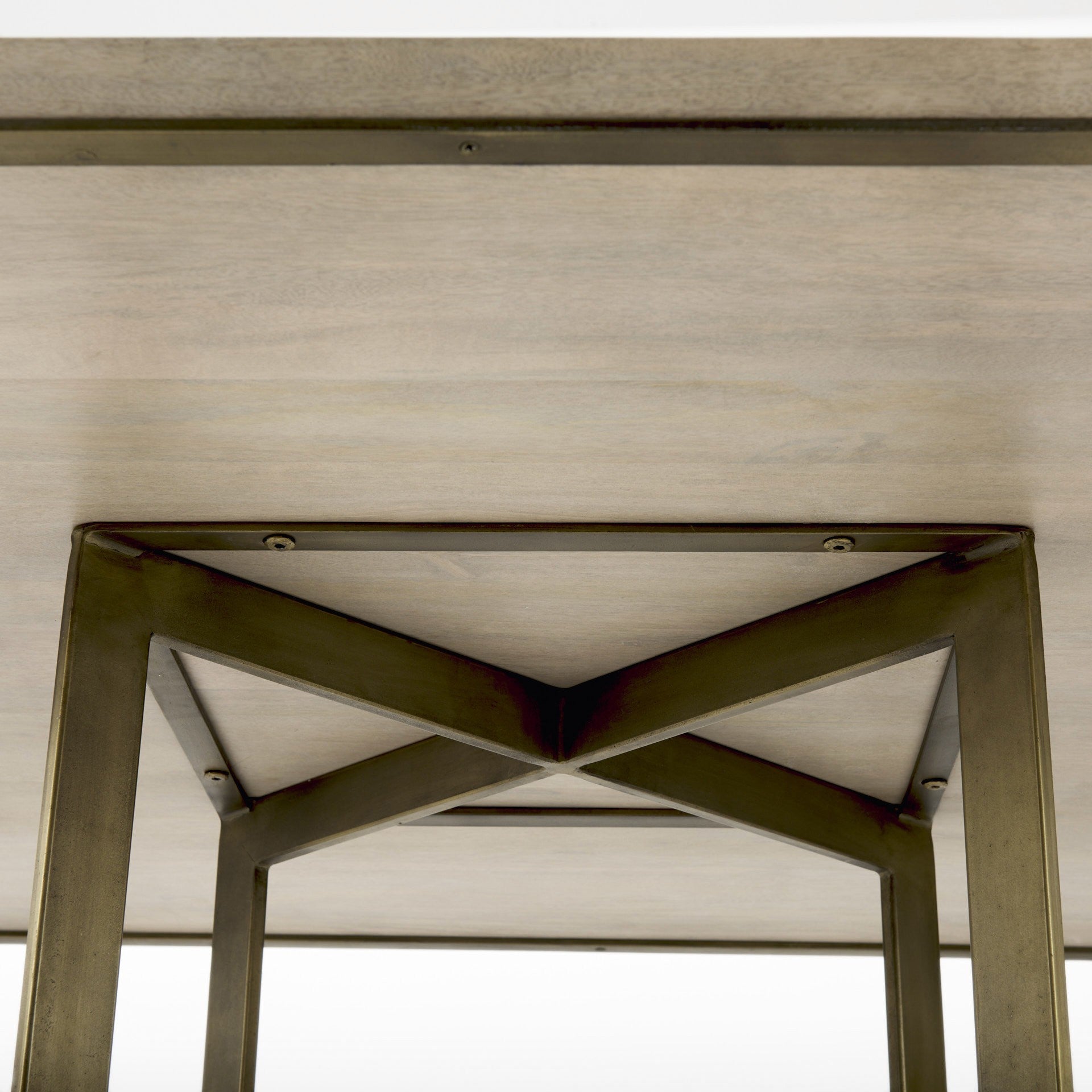 Modern Square Wood and Gold Dining Table-5