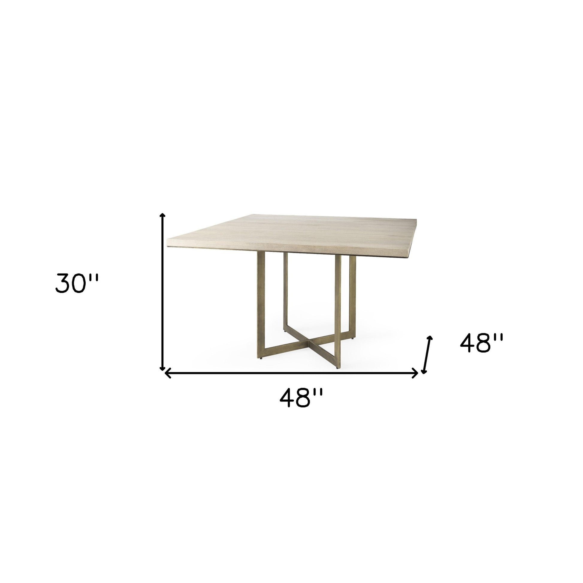 Modern Square Wood and Gold Dining Table-7