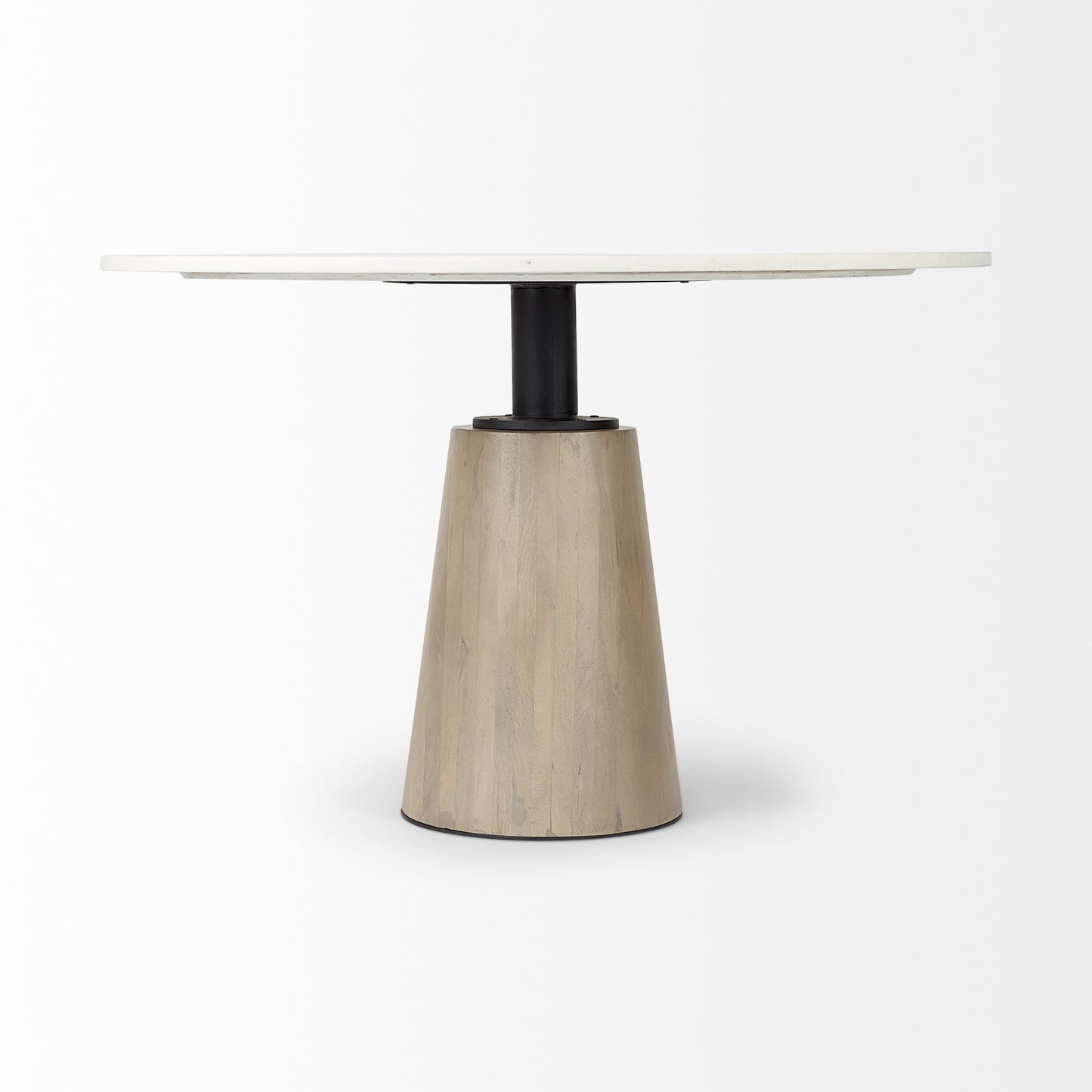 48" White And Natural Rounded Marble Pedestal Base Dining Table-2