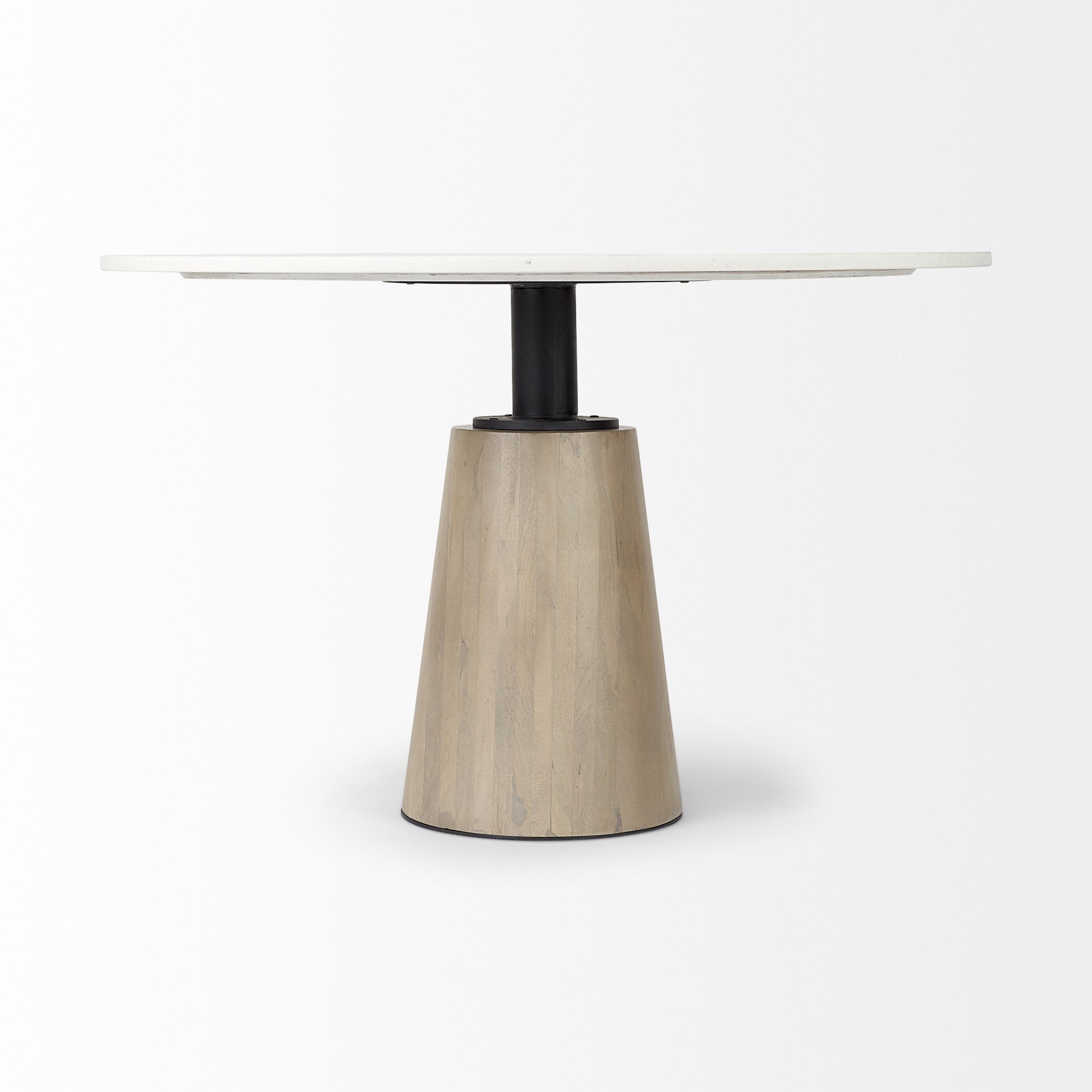 48" White And Natural Rounded Marble Pedestal Base Dining Table-2