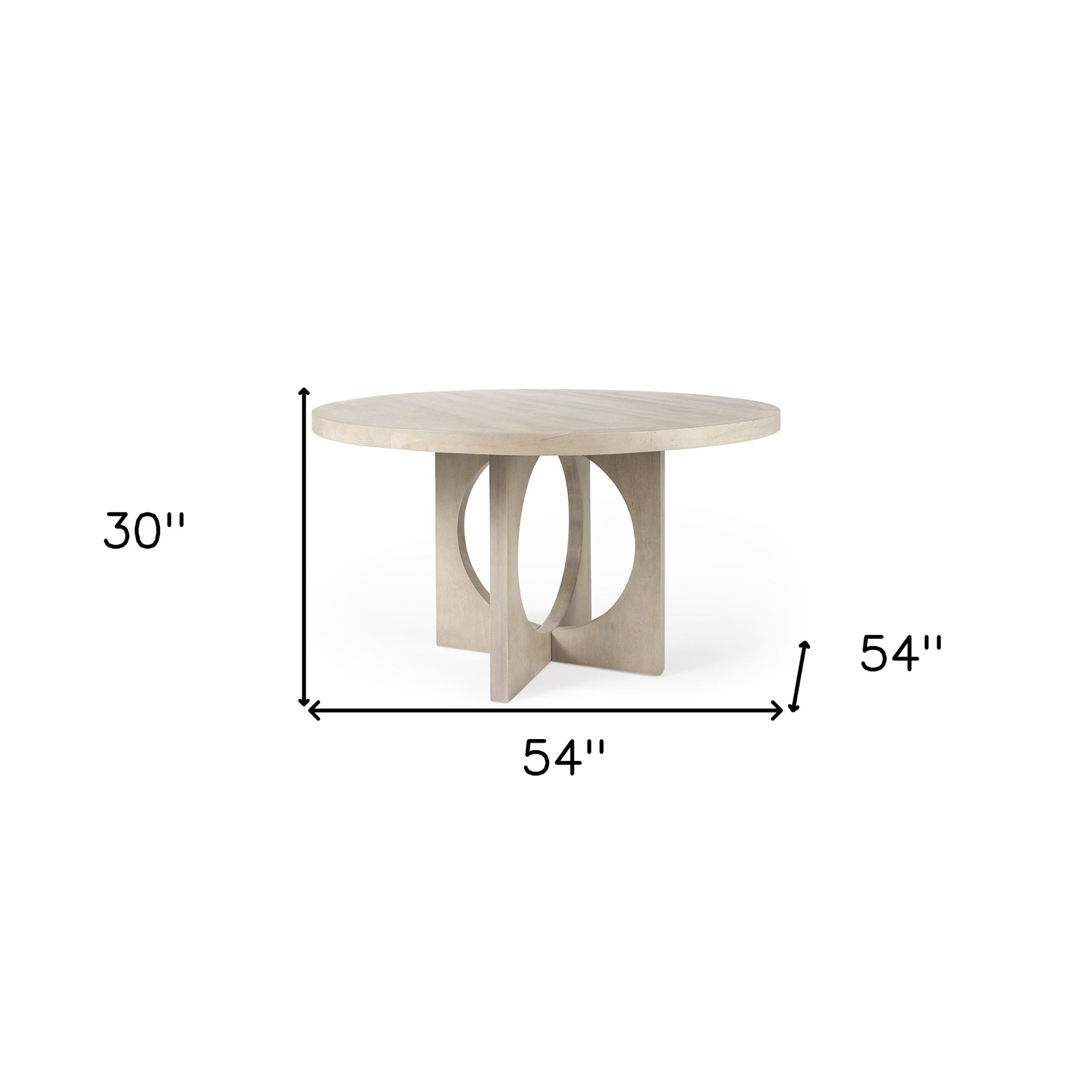 54" Natural Rounded Pedestal Base Dining Table-8