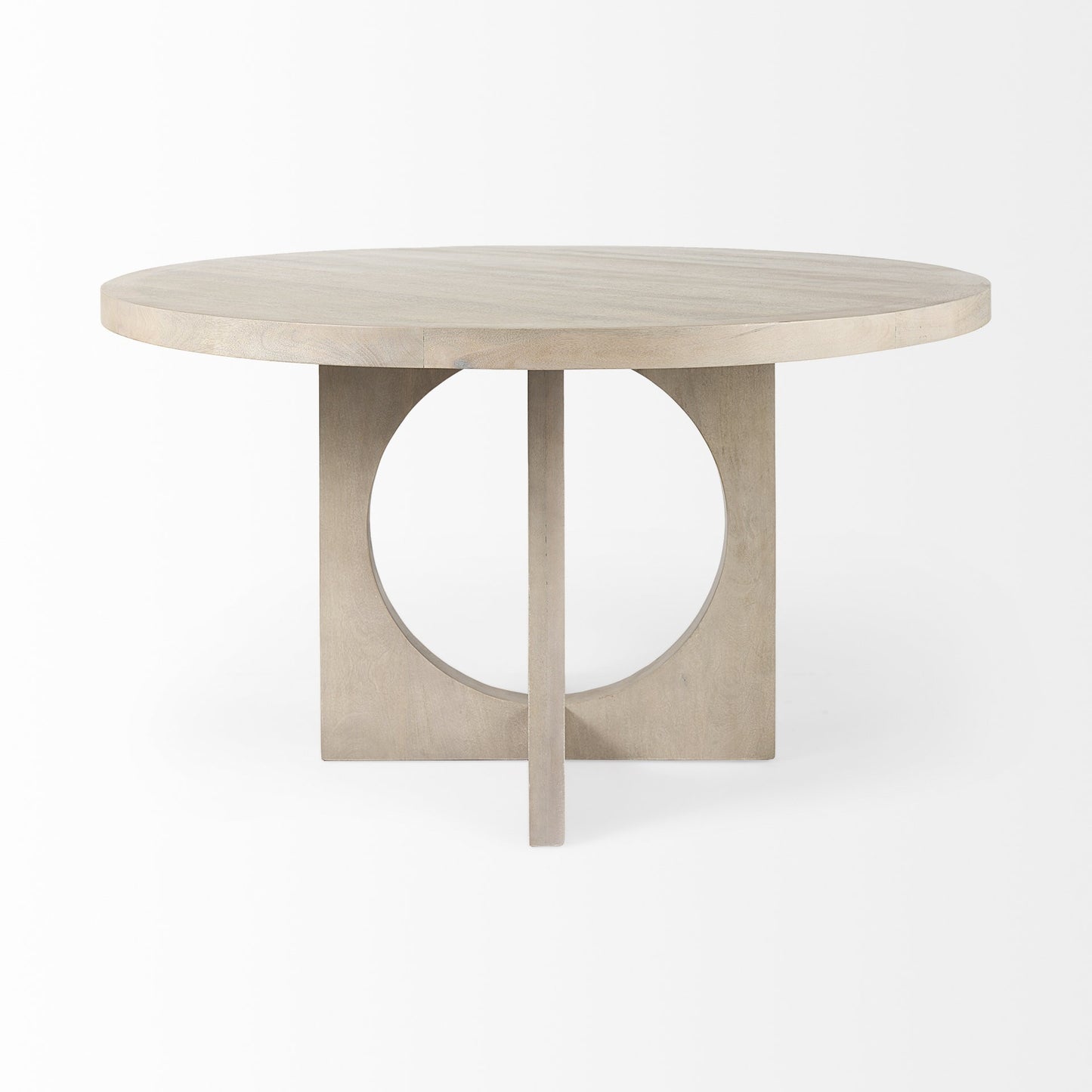 54" Natural Rounded Pedestal Base Dining Table-2