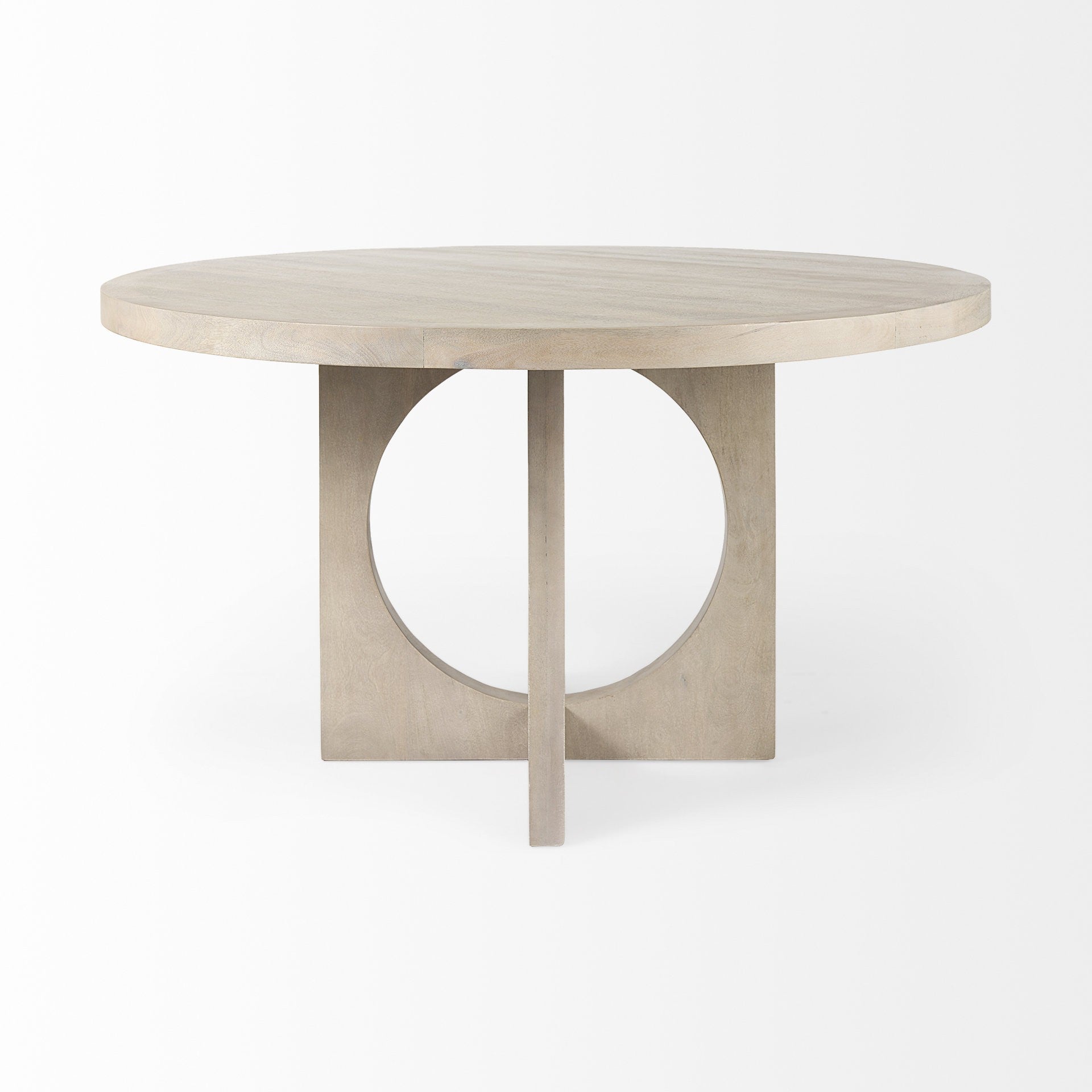 54" Natural Rounded Pedestal Base Dining Table-2