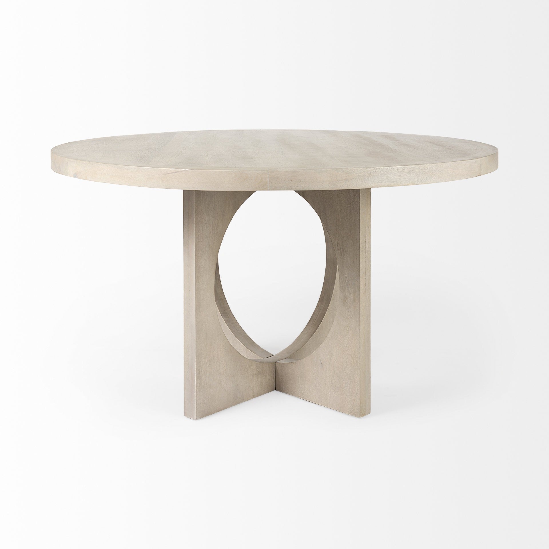 54" Natural Rounded Pedestal Base Dining Table-3