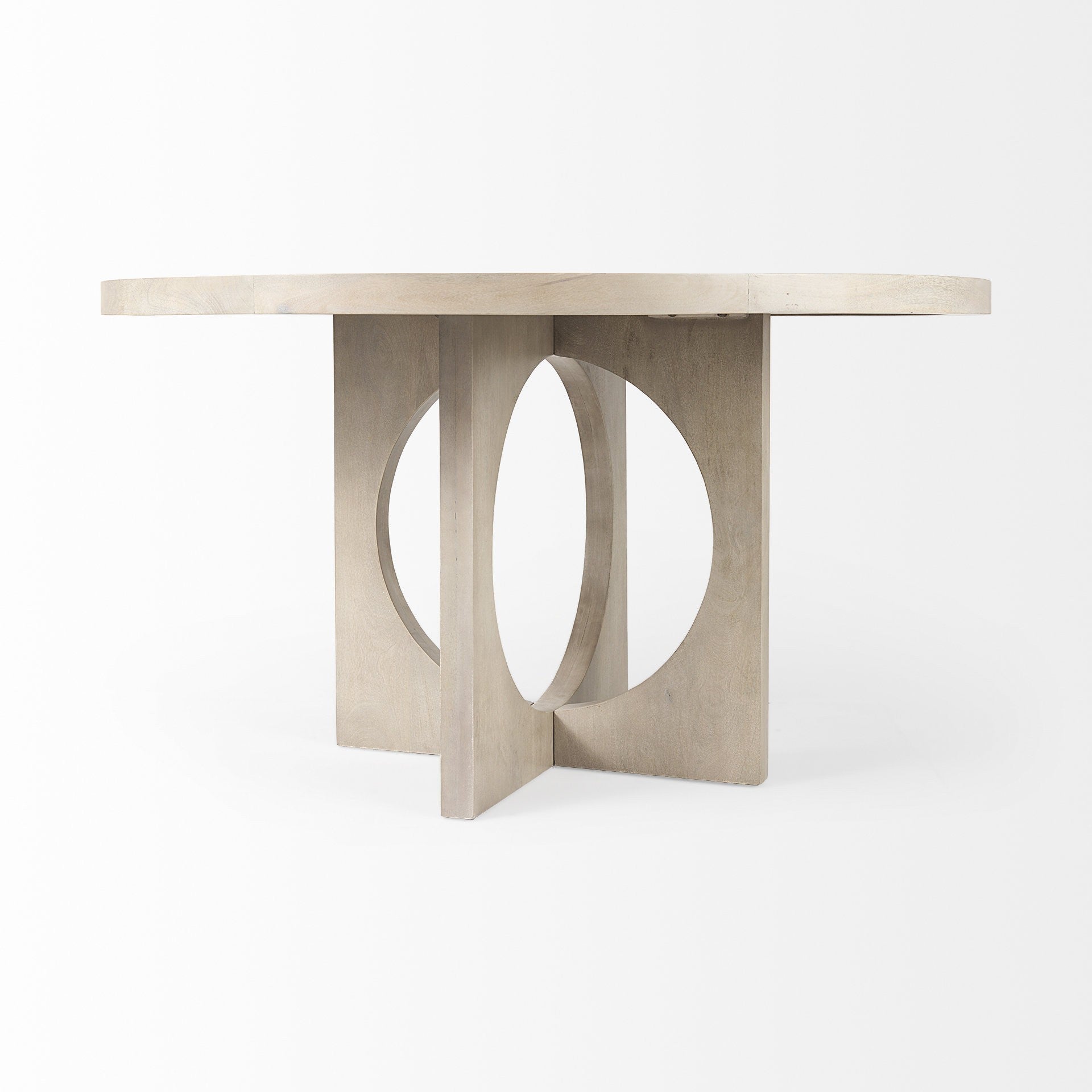 54" Natural Rounded Pedestal Base Dining Table-4