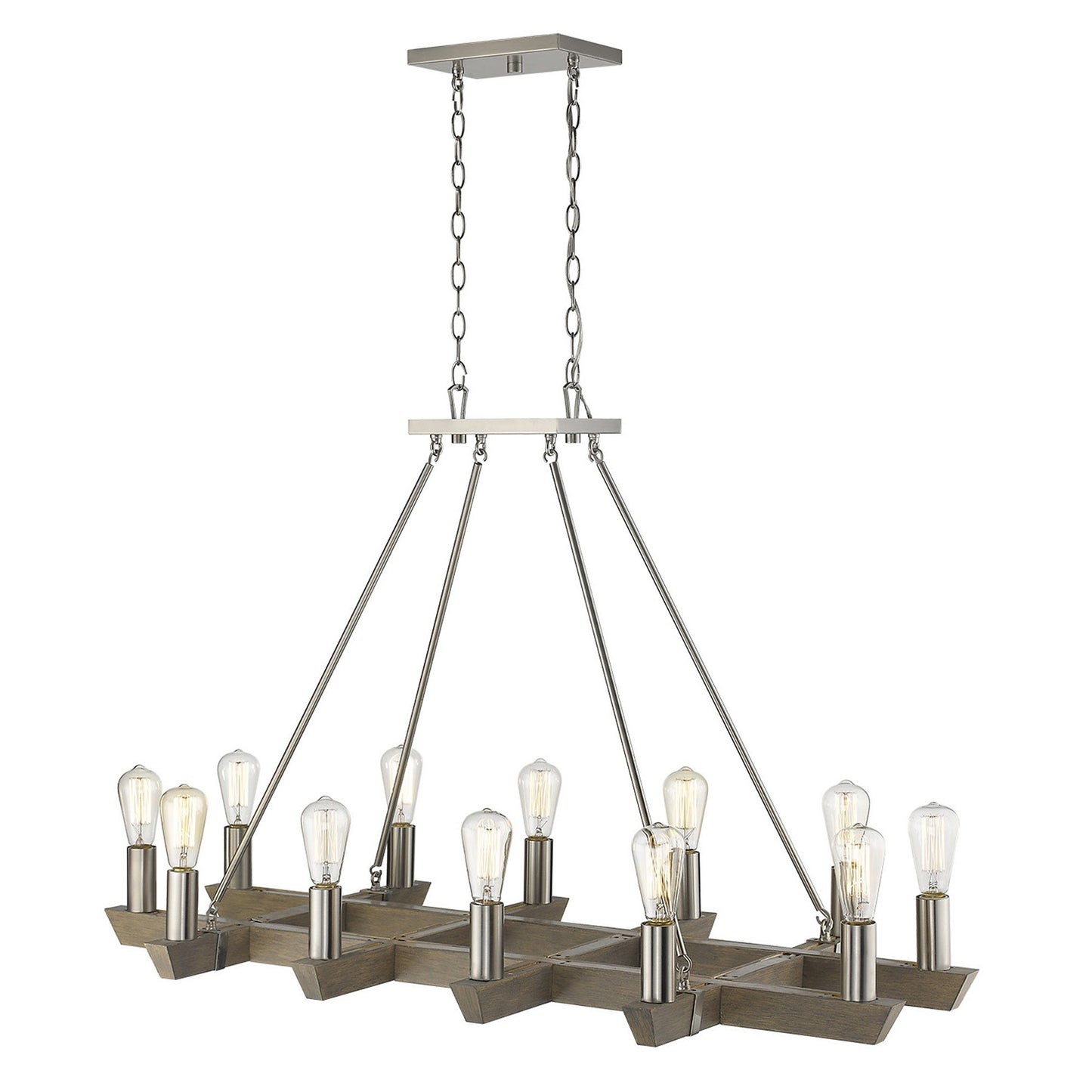 Silver Kitchen Island Twelve Light Metal Dimmable Chandelier-1