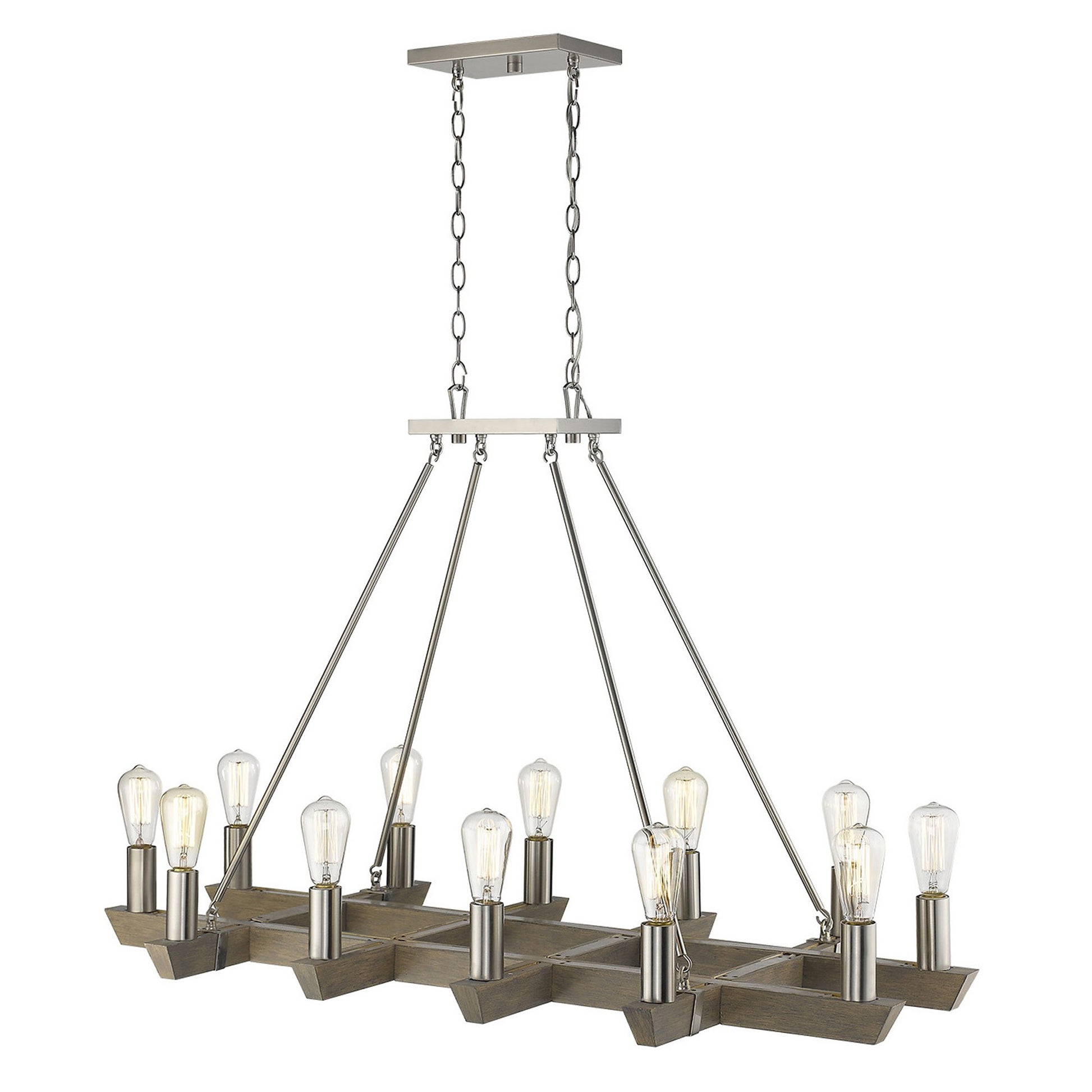 Silver Kitchen Island Twelve Light Metal Dimmable Chandelier-1