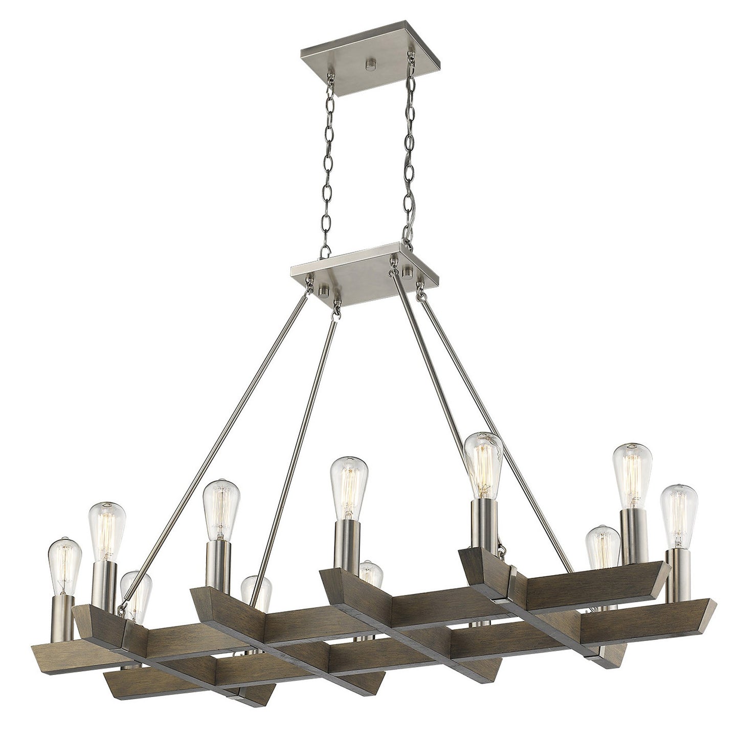 Silver Kitchen Island Twelve Light Metal Dimmable Chandelier-2