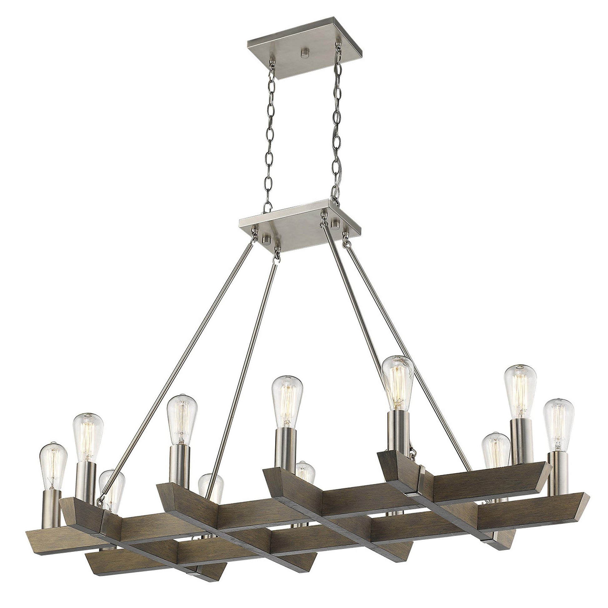 Silver Kitchen Island Twelve Light Metal Dimmable Chandelier-2