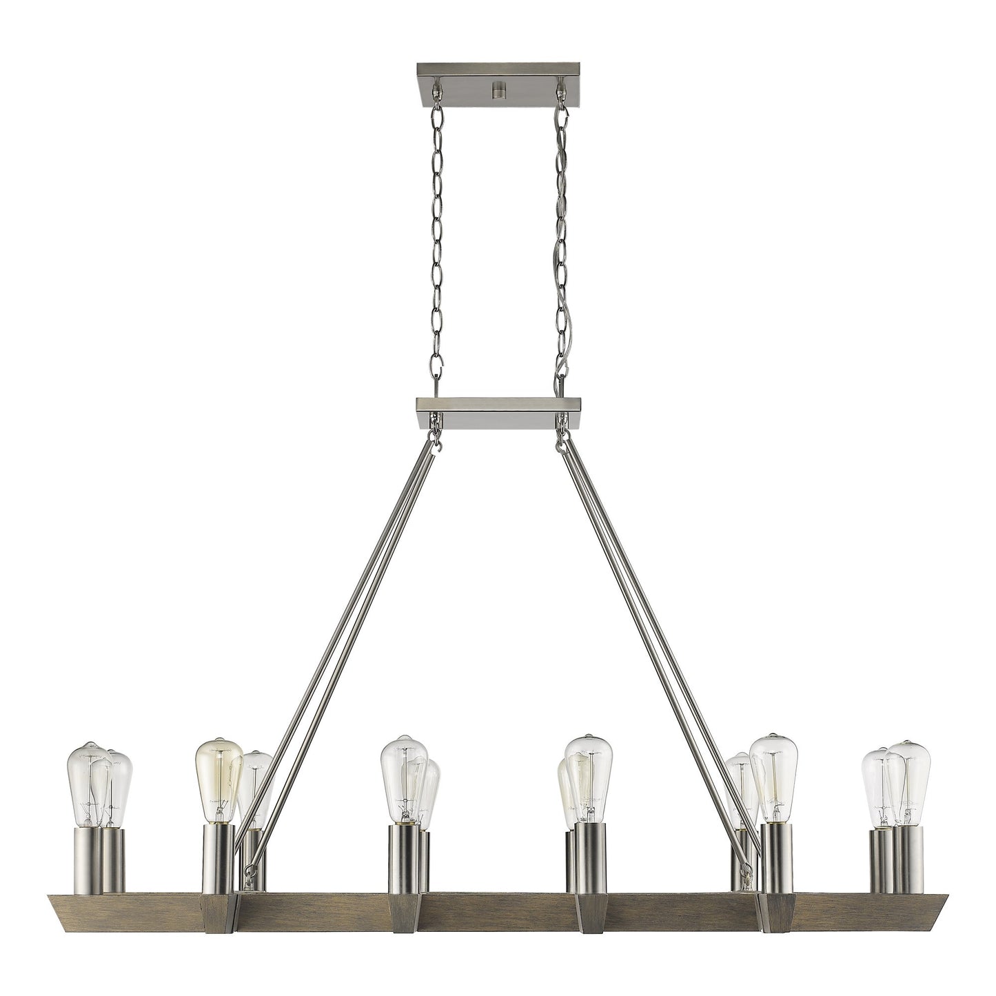 Silver Kitchen Island Twelve Light Metal Dimmable Chandelier-3