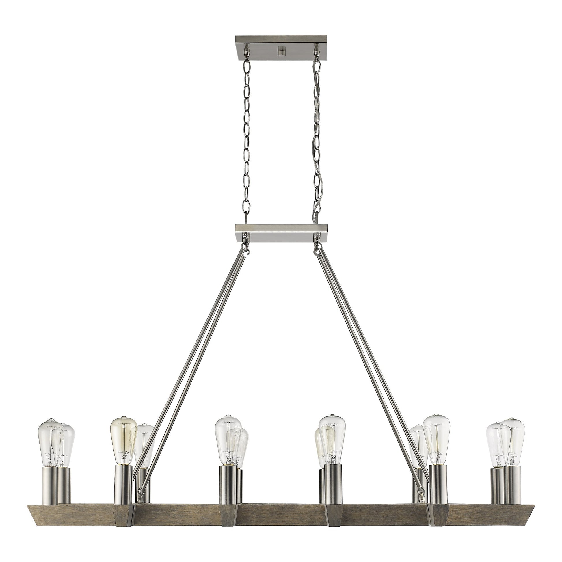 Silver Kitchen Island Twelve Light Metal Dimmable Chandelier-3