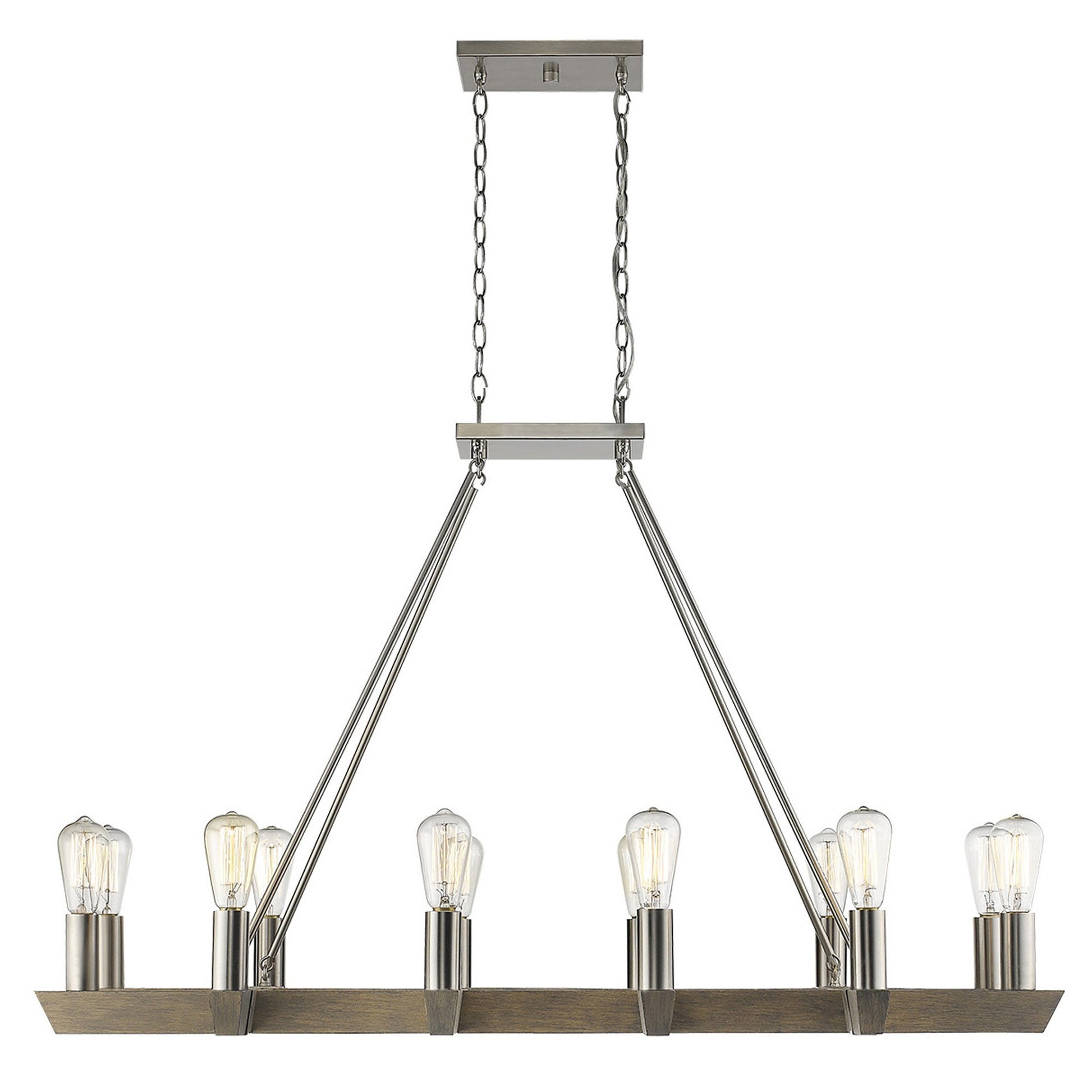Silver Kitchen Island Twelve Light Metal Dimmable Chandelier-4