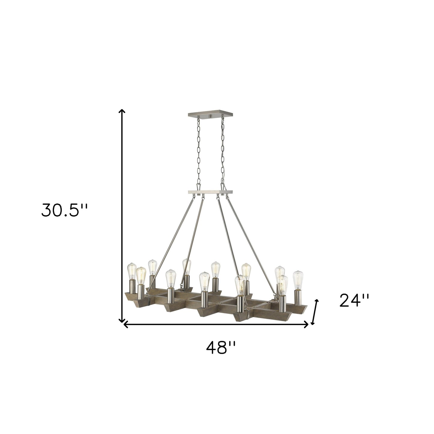 Silver Kitchen Island Twelve Light Metal Dimmable Chandelier-6