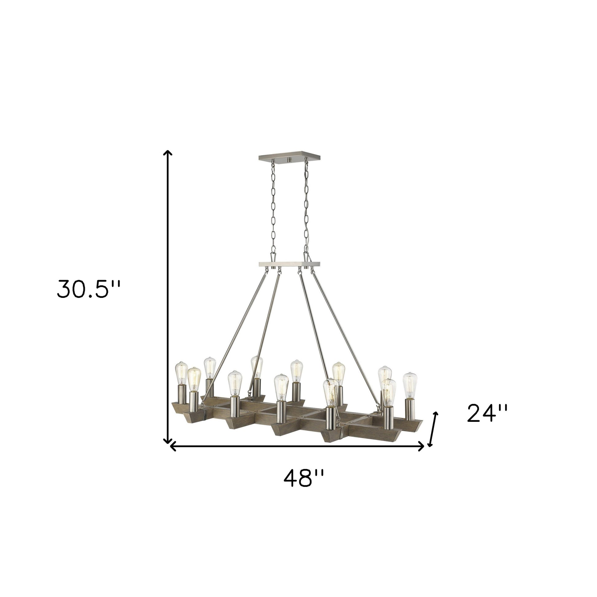 Silver Kitchen Island Twelve Light Metal Dimmable Chandelier-6