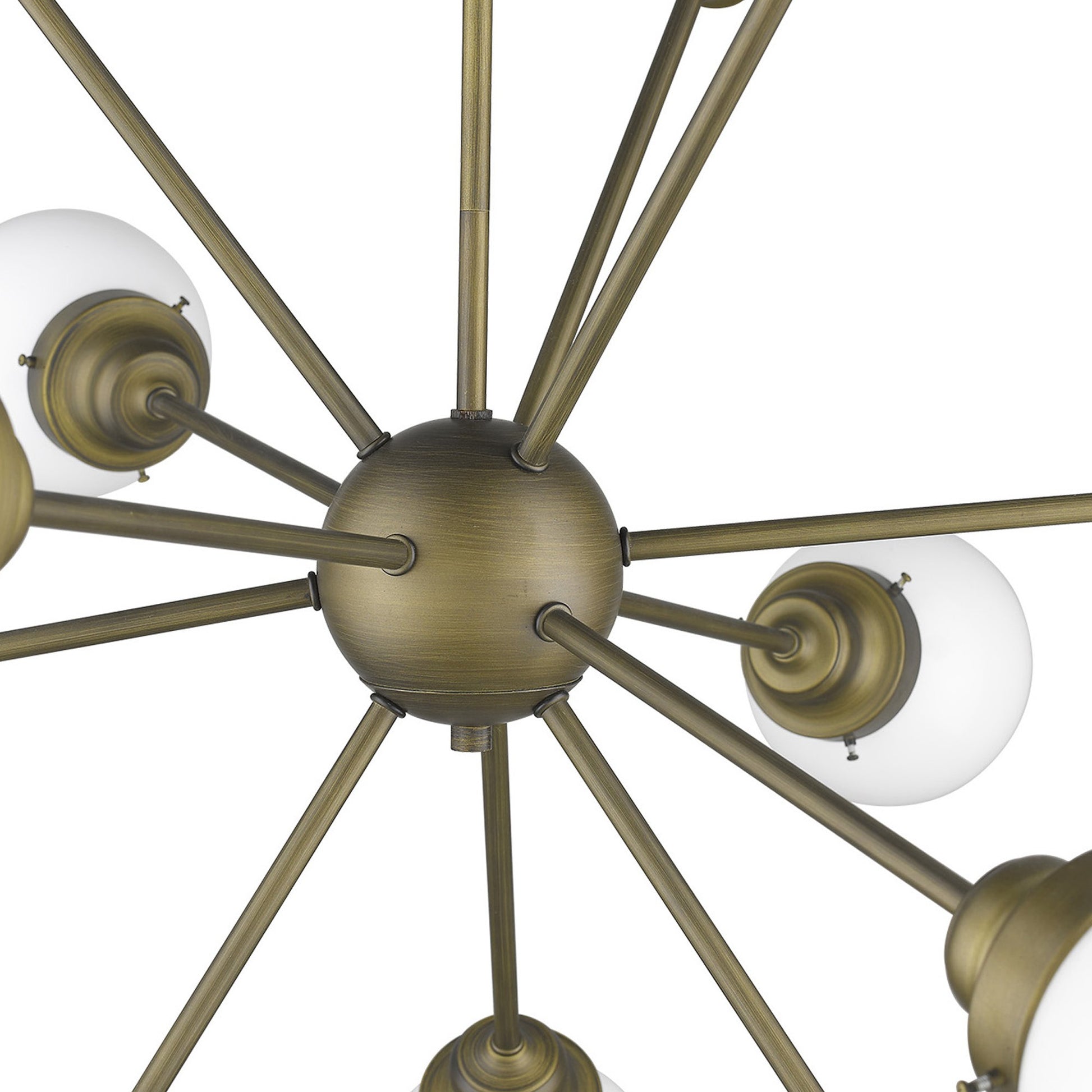 Bronze Sputnik Twelve Light Frosted Metal Dimmable Chandelier With Off White Shades-4