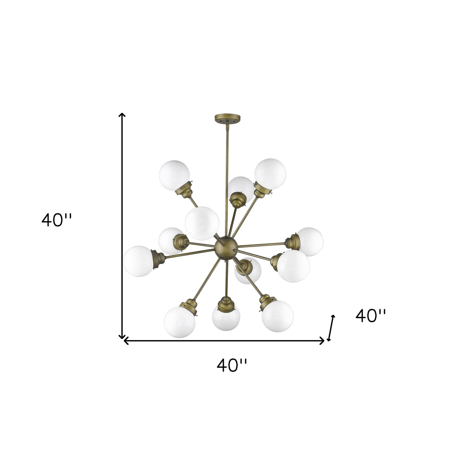 Bronze Sputnik Twelve Light Frosted Metal Dimmable Chandelier With Off White Shades-7