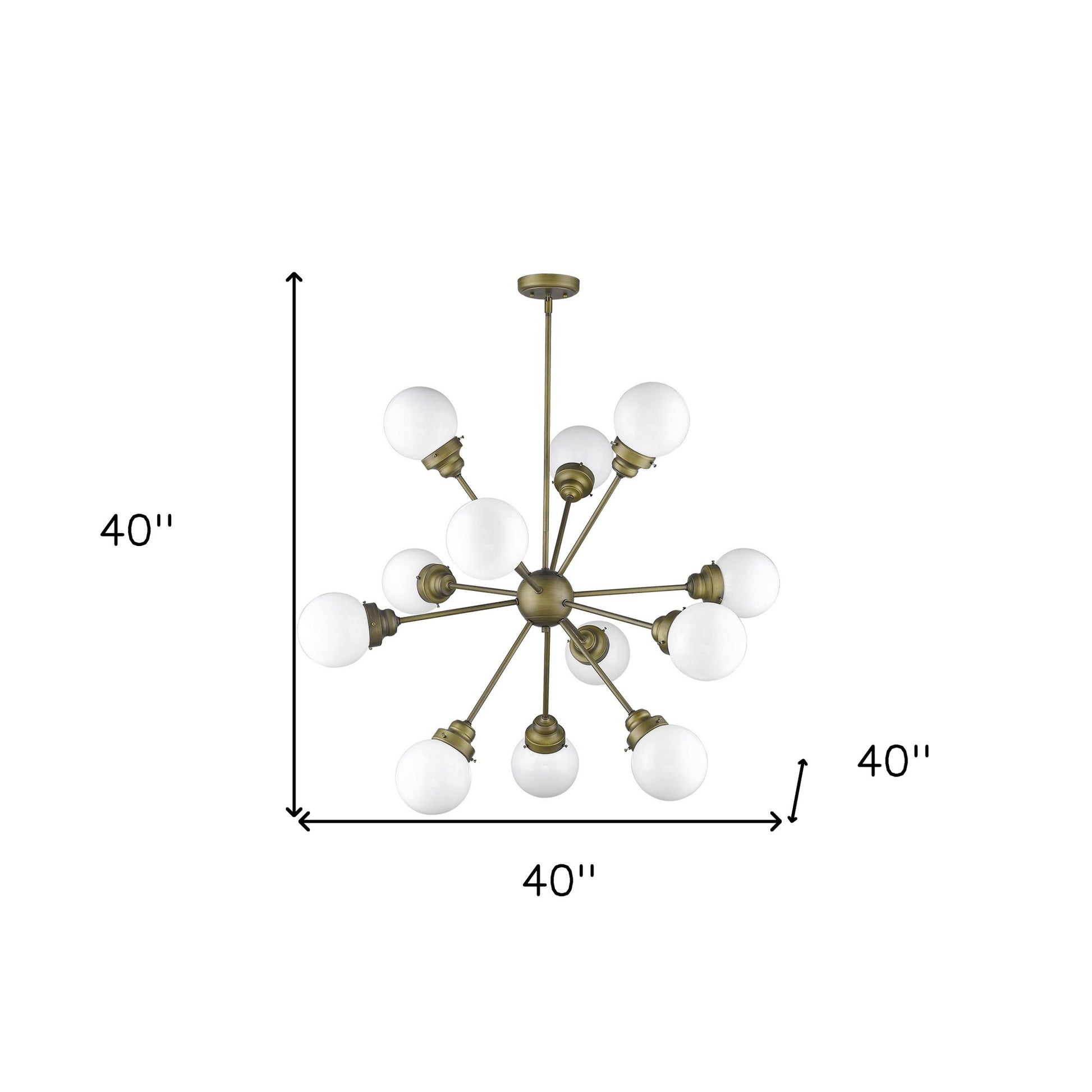 Bronze Sputnik Twelve Light Frosted Metal Dimmable Chandelier With Off White Shades-7