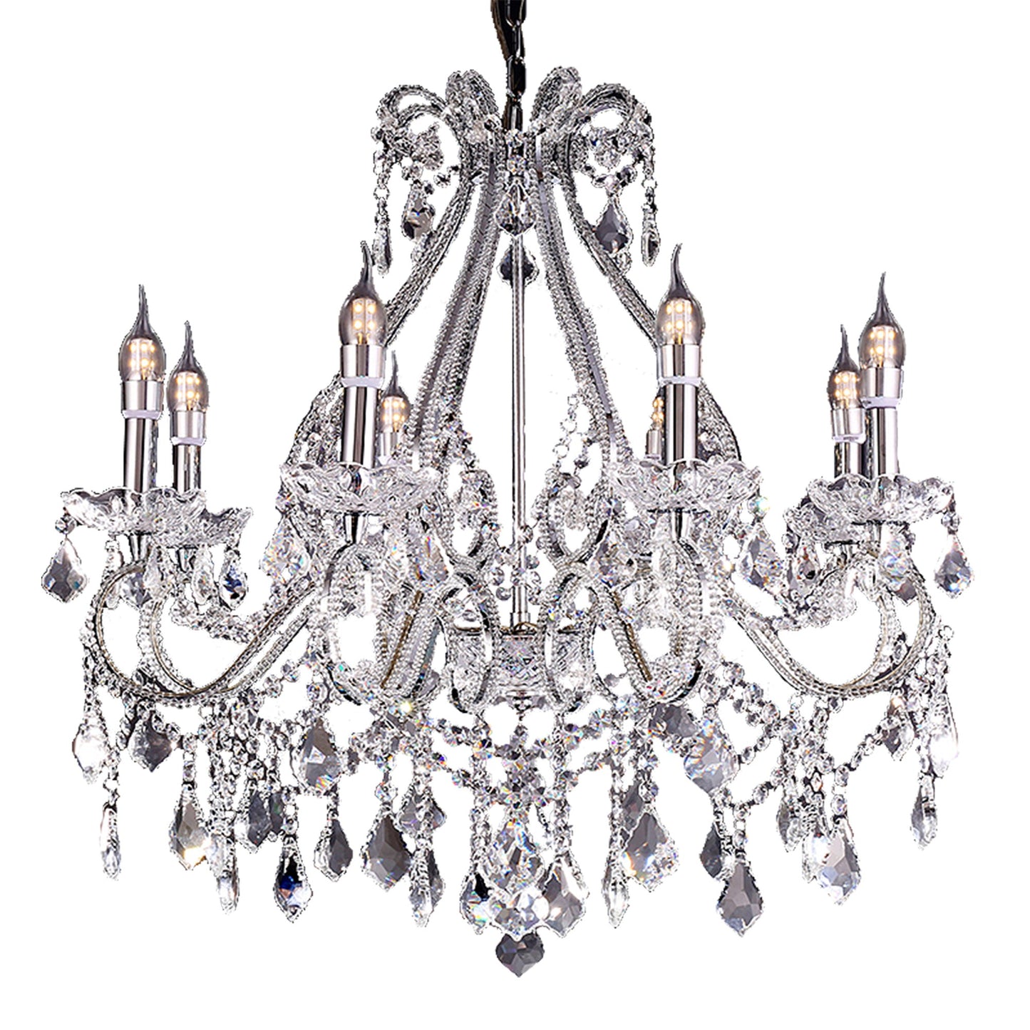 Candle Style Empire Eight Light Transparent Glass Led Ceiling Light-1