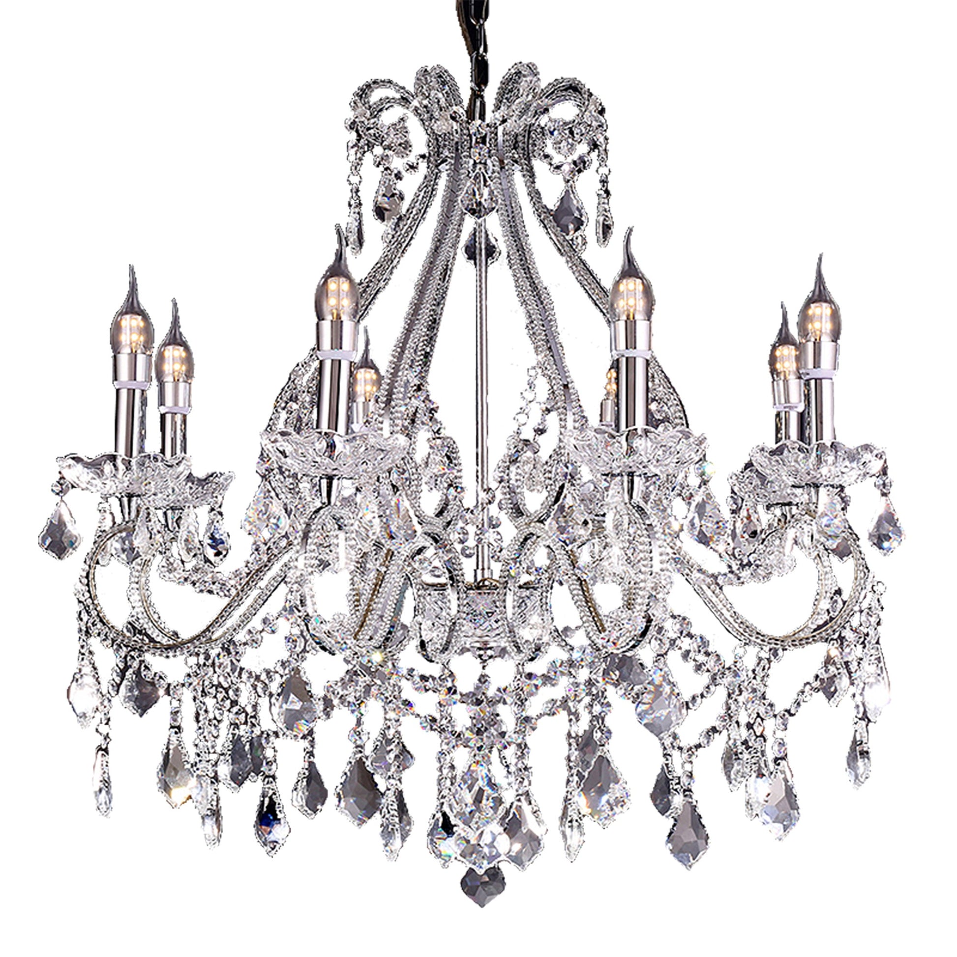 Candle Style Empire Eight Light Transparent Glass Led Ceiling Light-1
