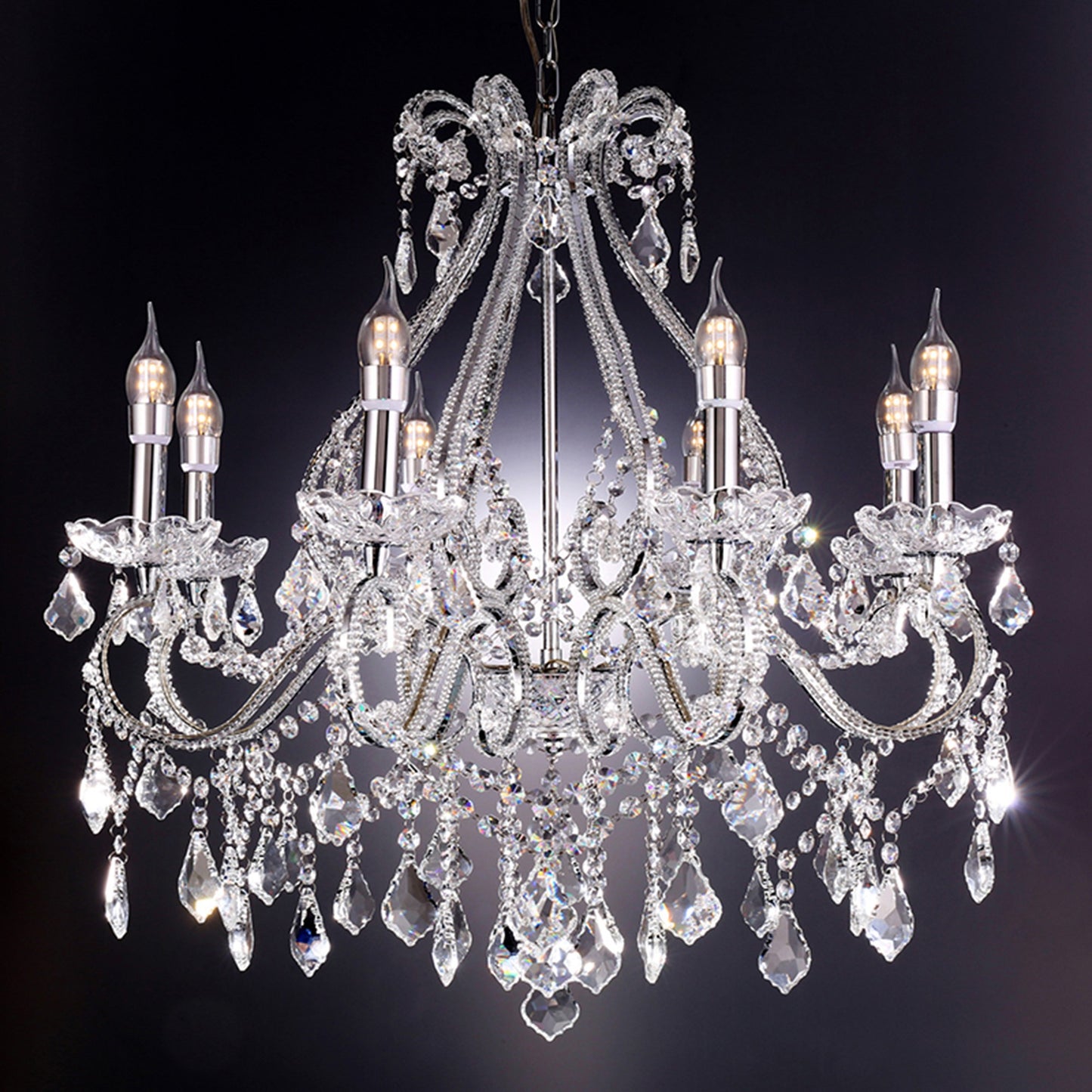 Candle Style Empire Eight Light Transparent Glass Led Ceiling Light-5
