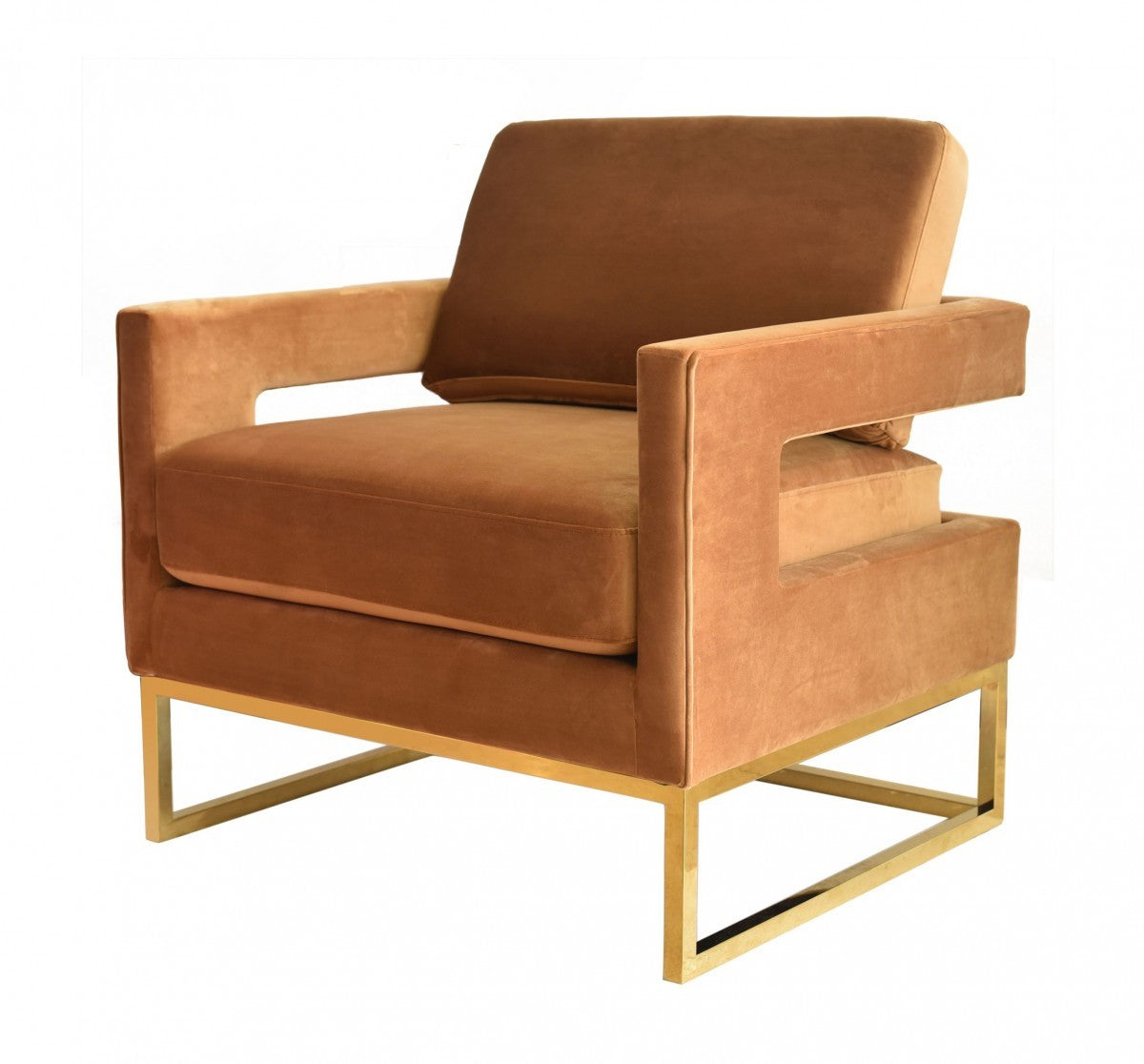 34" Camel And Gold Velvet Arm Chair-2