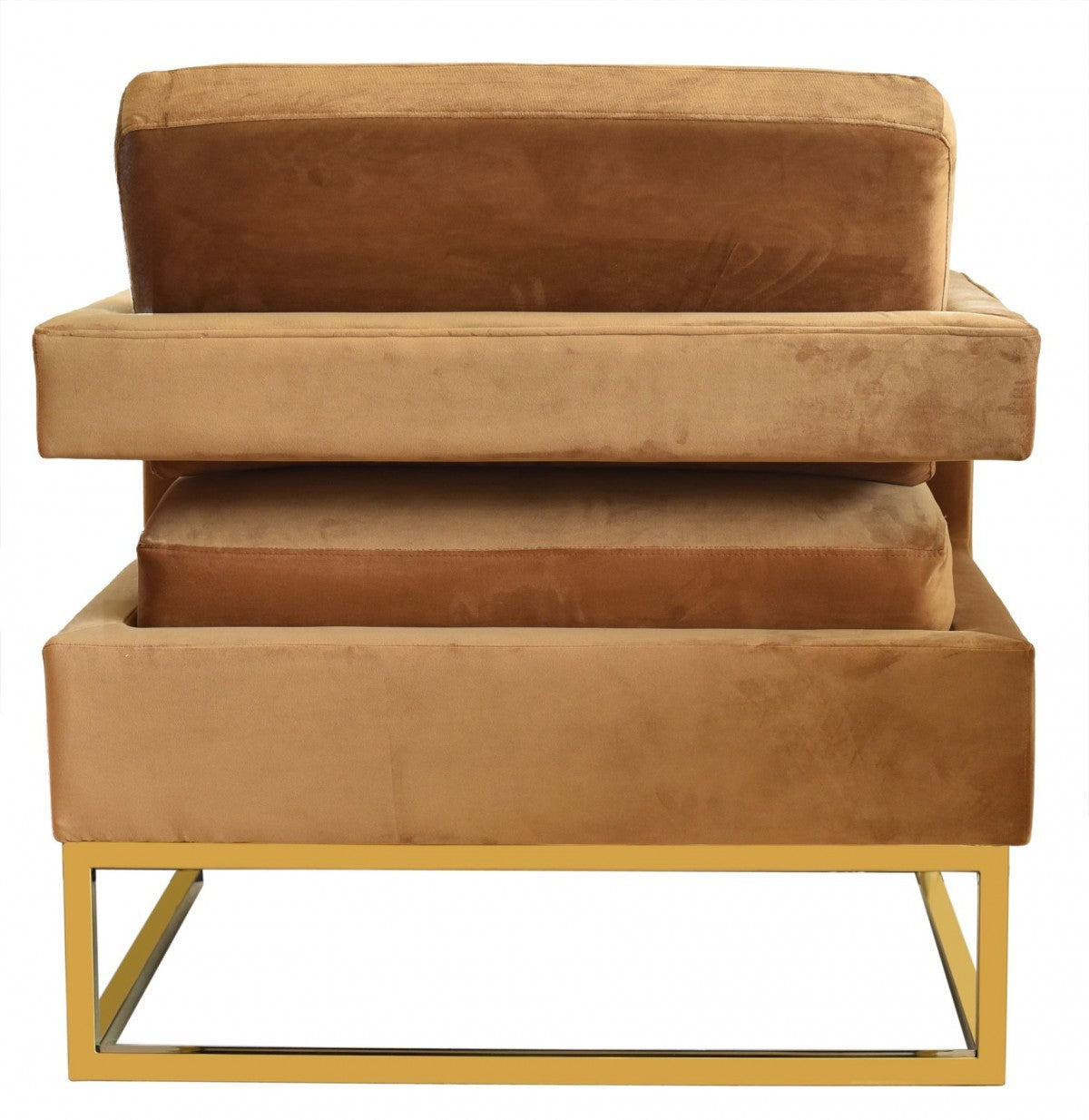 34" Camel And Gold Velvet Arm Chair-3