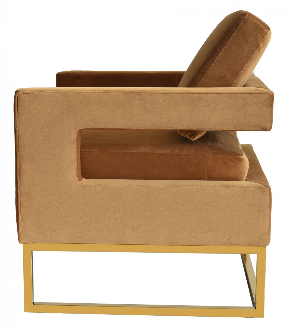 34" Camel And Gold Velvet Arm Chair-5
