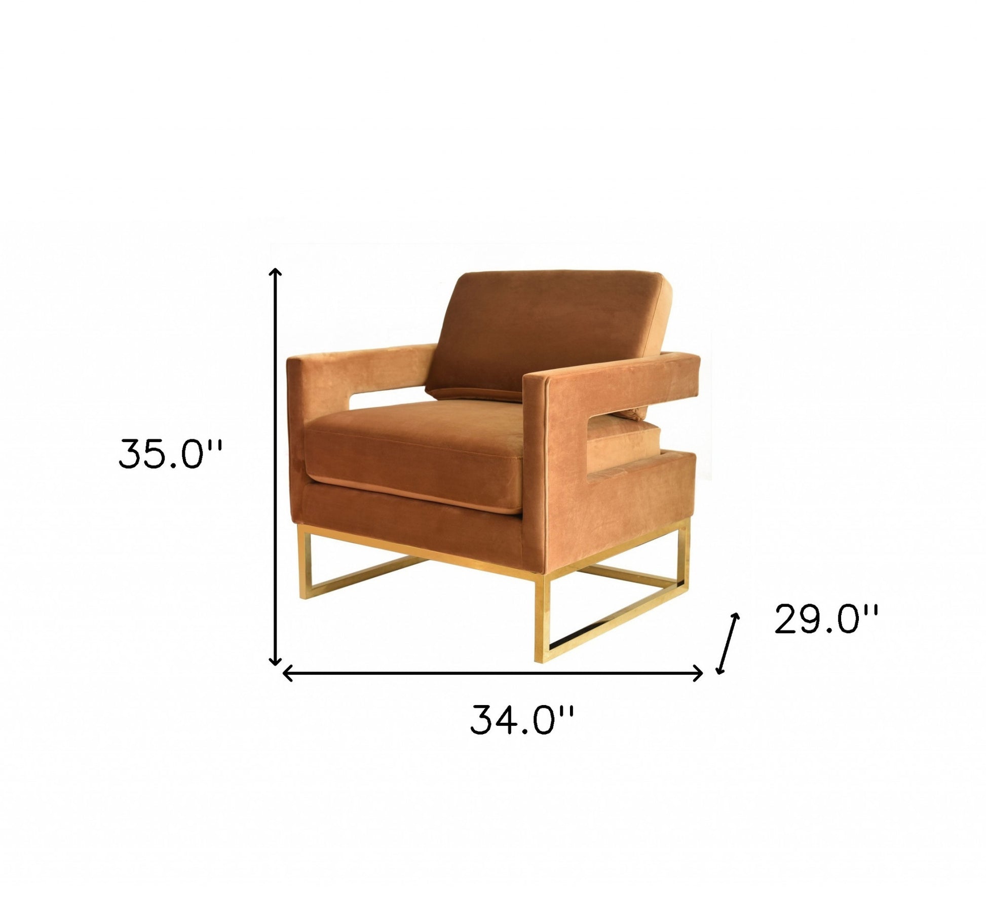34" Camel And Gold Velvet Arm Chair-6