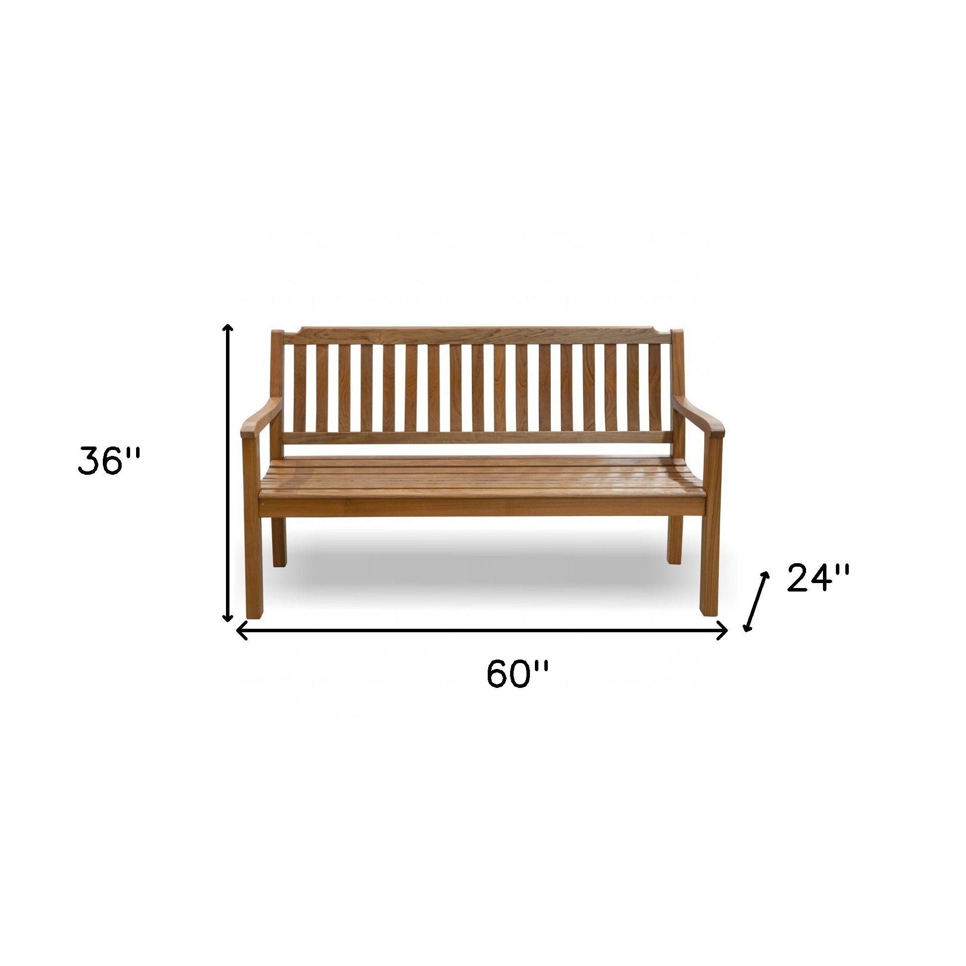 60" Teak Solid Wood Garden Bench-6