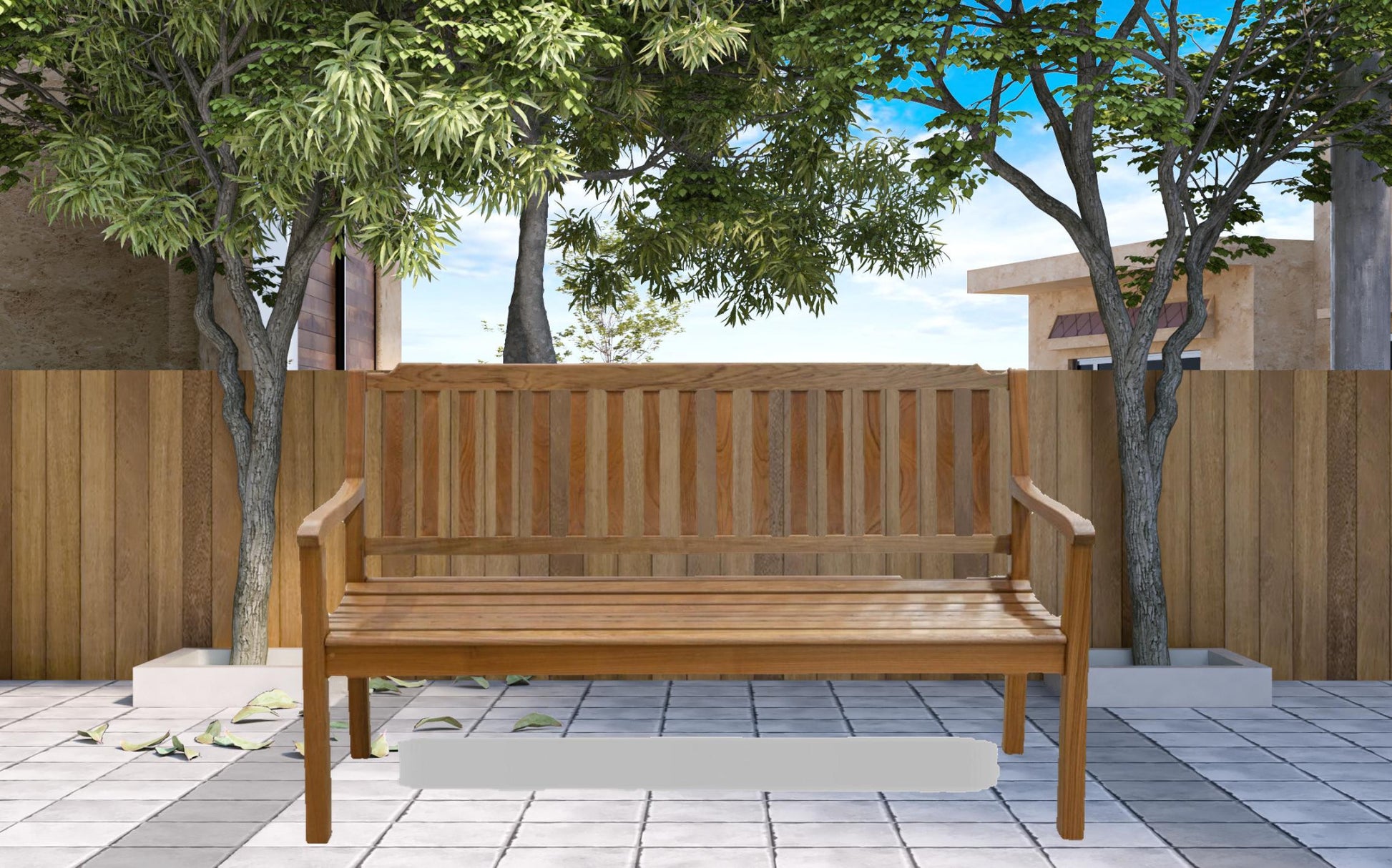 60" Teak Solid Wood Garden Bench-4