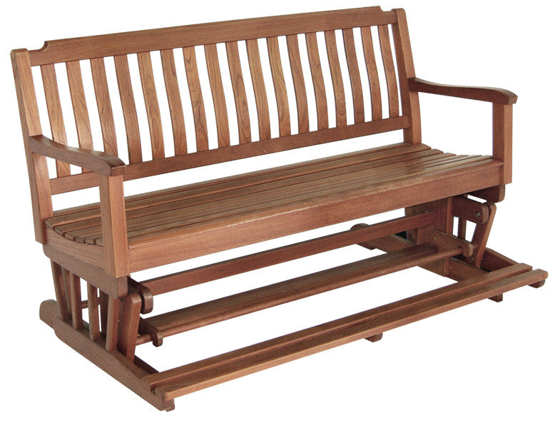 60" Brown Solid Teak Outdoor Glider Bench-0