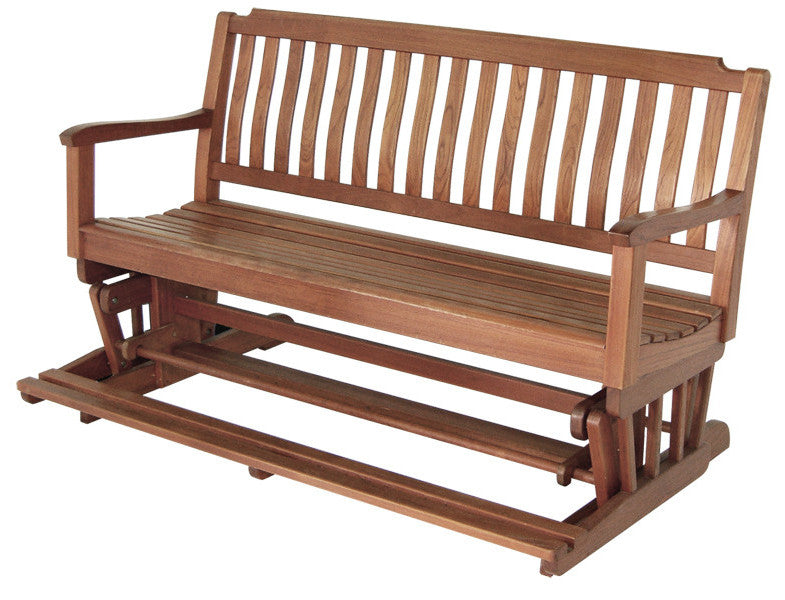 60" Brown Solid Teak Outdoor Glider Bench-1