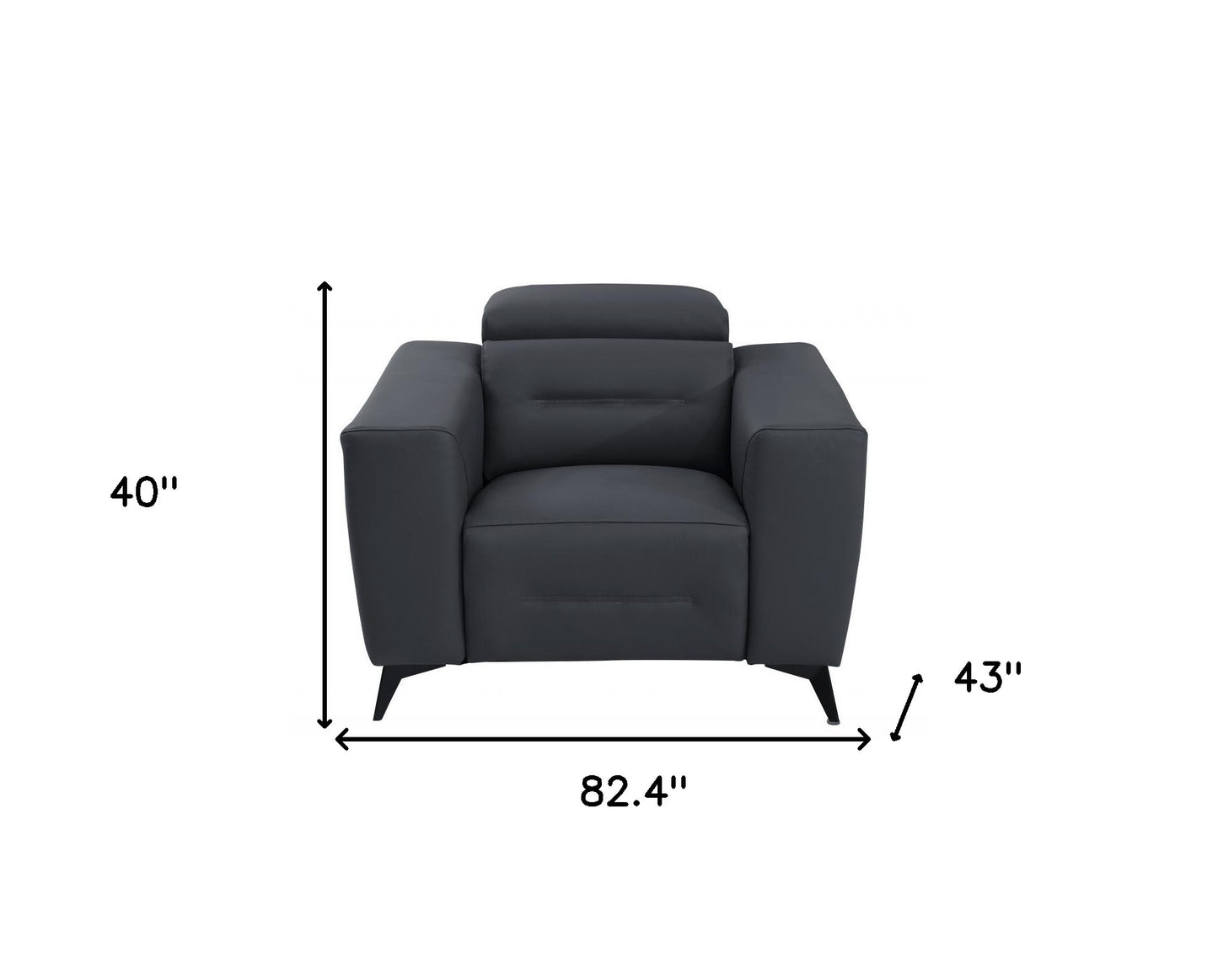 Three Piece Indoor Dark Gray Italian Leather Six Person Seating Set-6