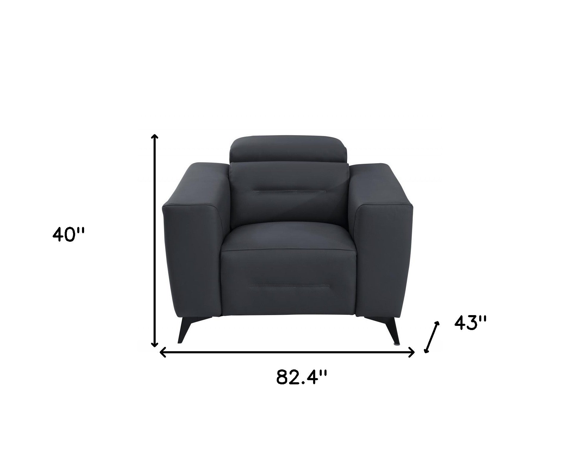 Three Piece Indoor Dark Gray Italian Leather Six Person Seating Set-6
