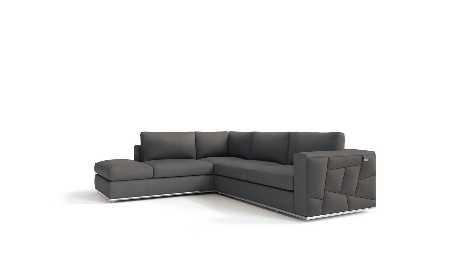 Dark Gray Italian Leather L Shaped Two Piece Corner Sectional-0