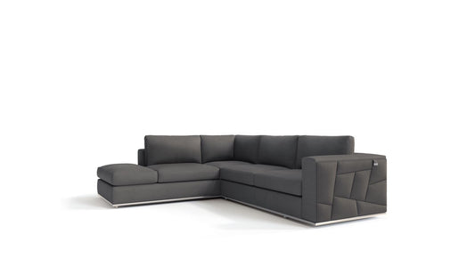 Dark Gray Italian Leather L Shaped Two Piece Corner Sectional-0