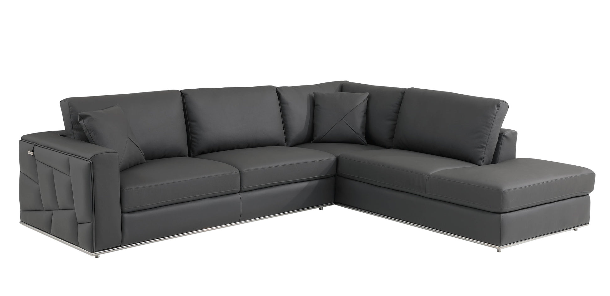 Dark Gray Italian Leather L Shaped Two Piece Corner Sectional-1