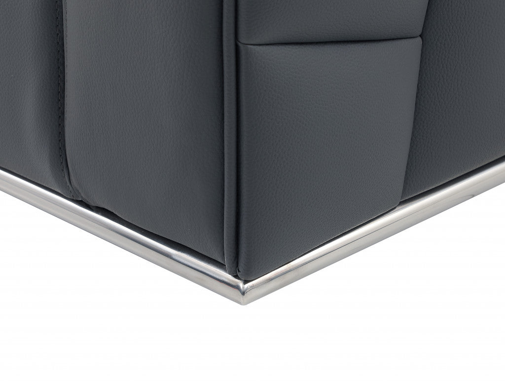 Dark Gray Italian Leather L Shaped Two Piece Corner Sectional-3