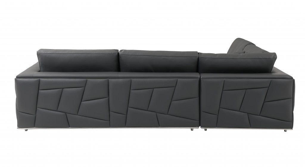Dark Gray Italian Leather L Shaped Two Piece Corner Sectional-2