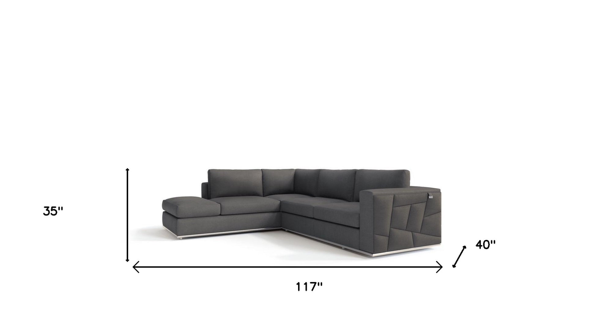Dark Gray Italian Leather L Shaped Two Piece Corner Sectional-4