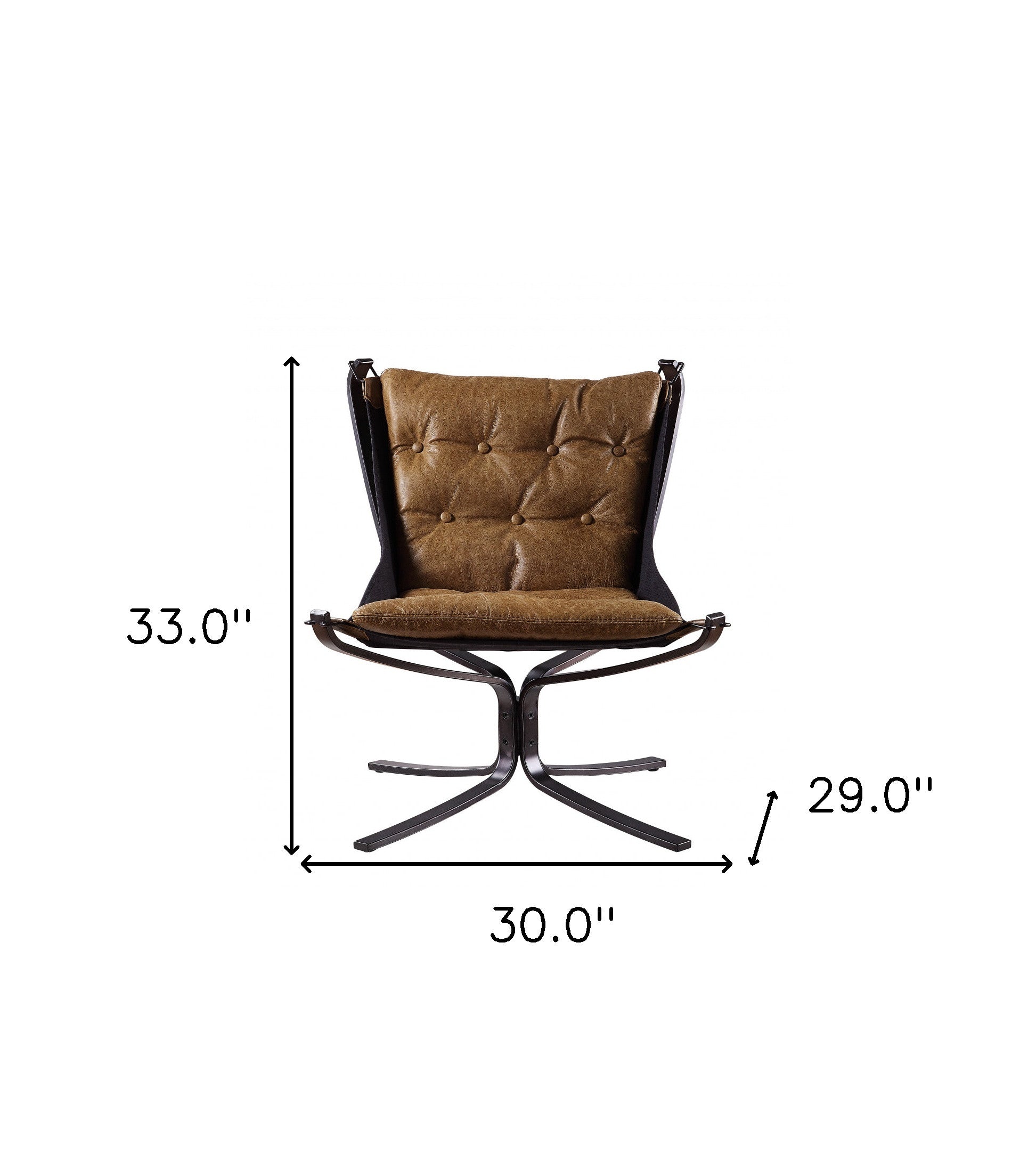 30" Coffee and Steel Blue Top Grain Leather Tufted Lounge Chair-5