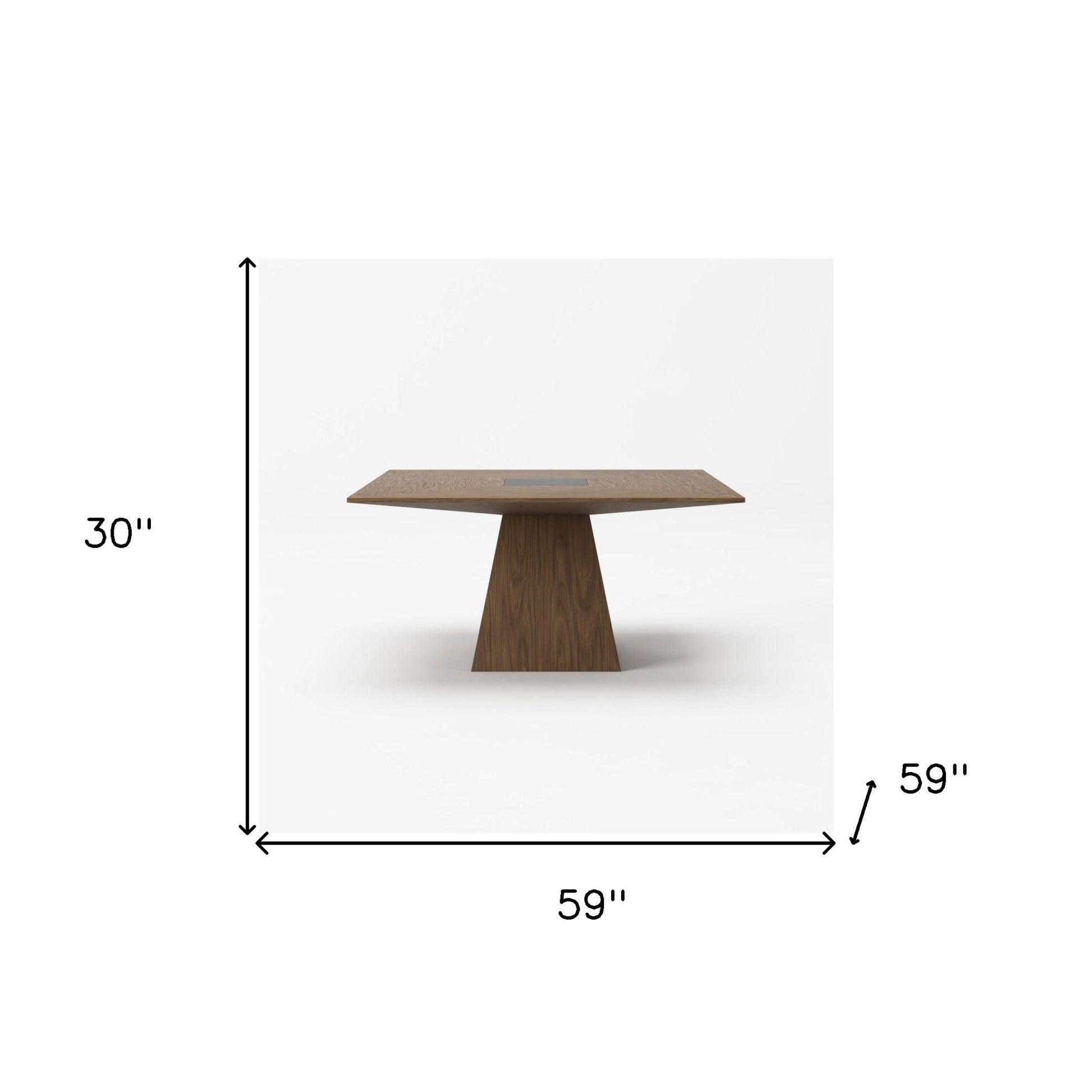 59" Walnut Square Solid Manufactured Wood Dining Table-3