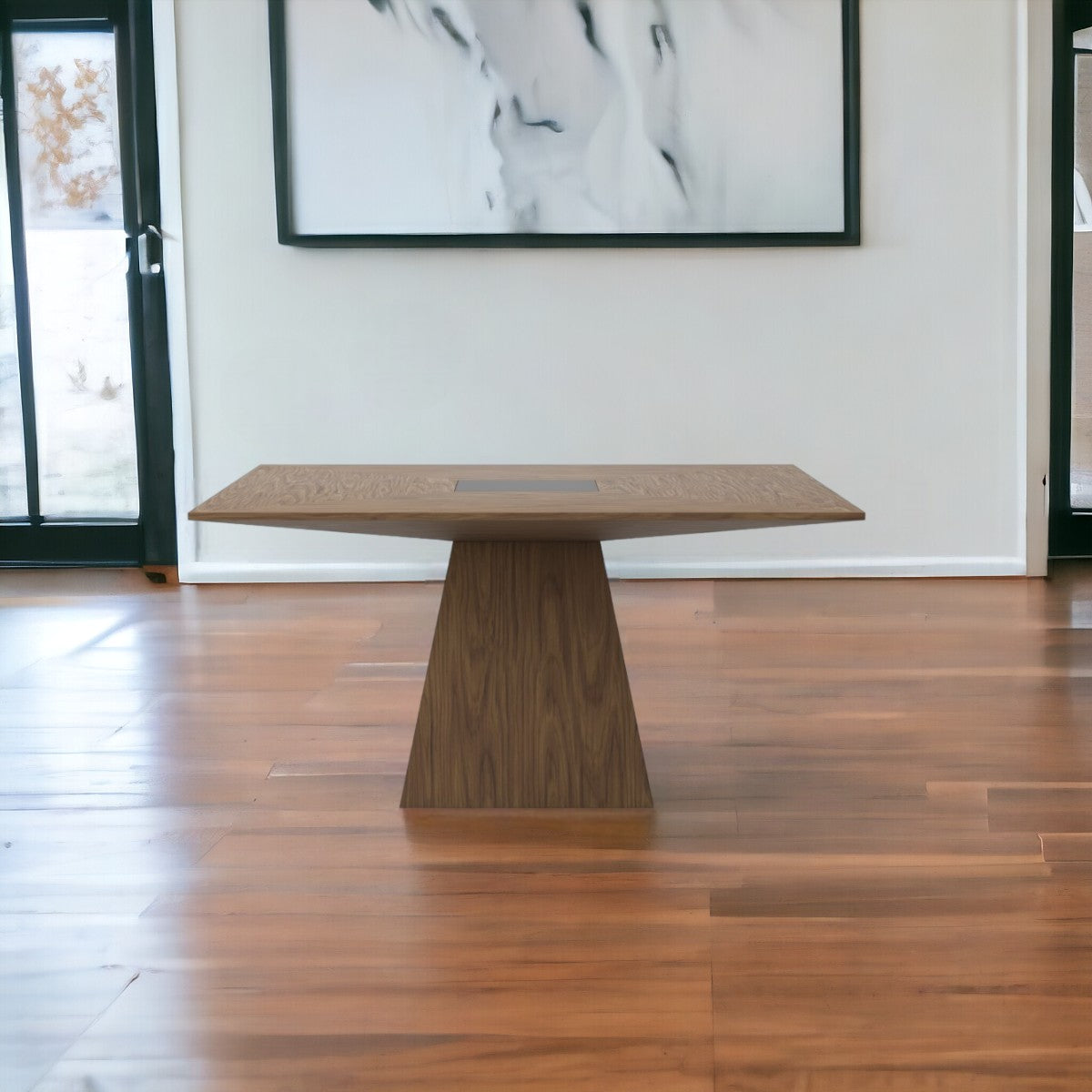 59" Walnut Square Solid Manufactured Wood Dining Table-0