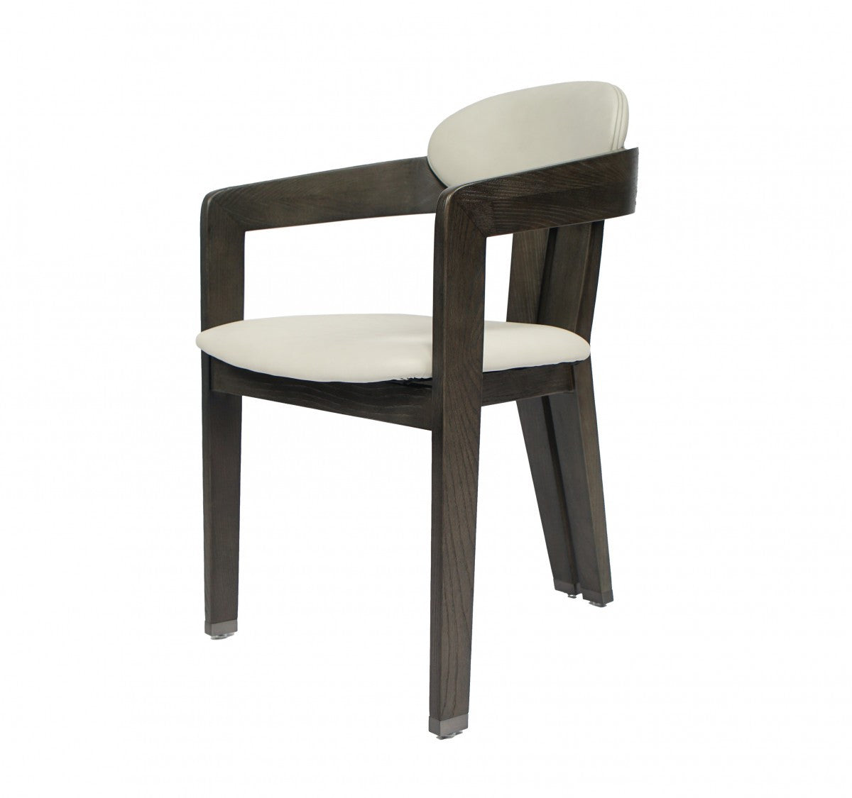 Light Gray And Dark Gray Upholstered Faux Leather Open Back Dining Arm Chair-1