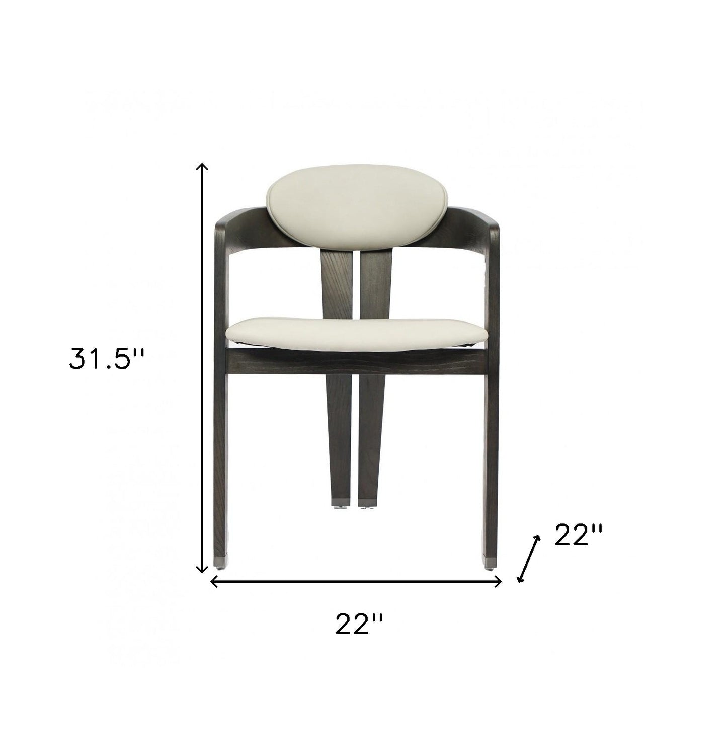 Light Gray And Dark Gray Upholstered Faux Leather Open Back Dining Arm Chair-5