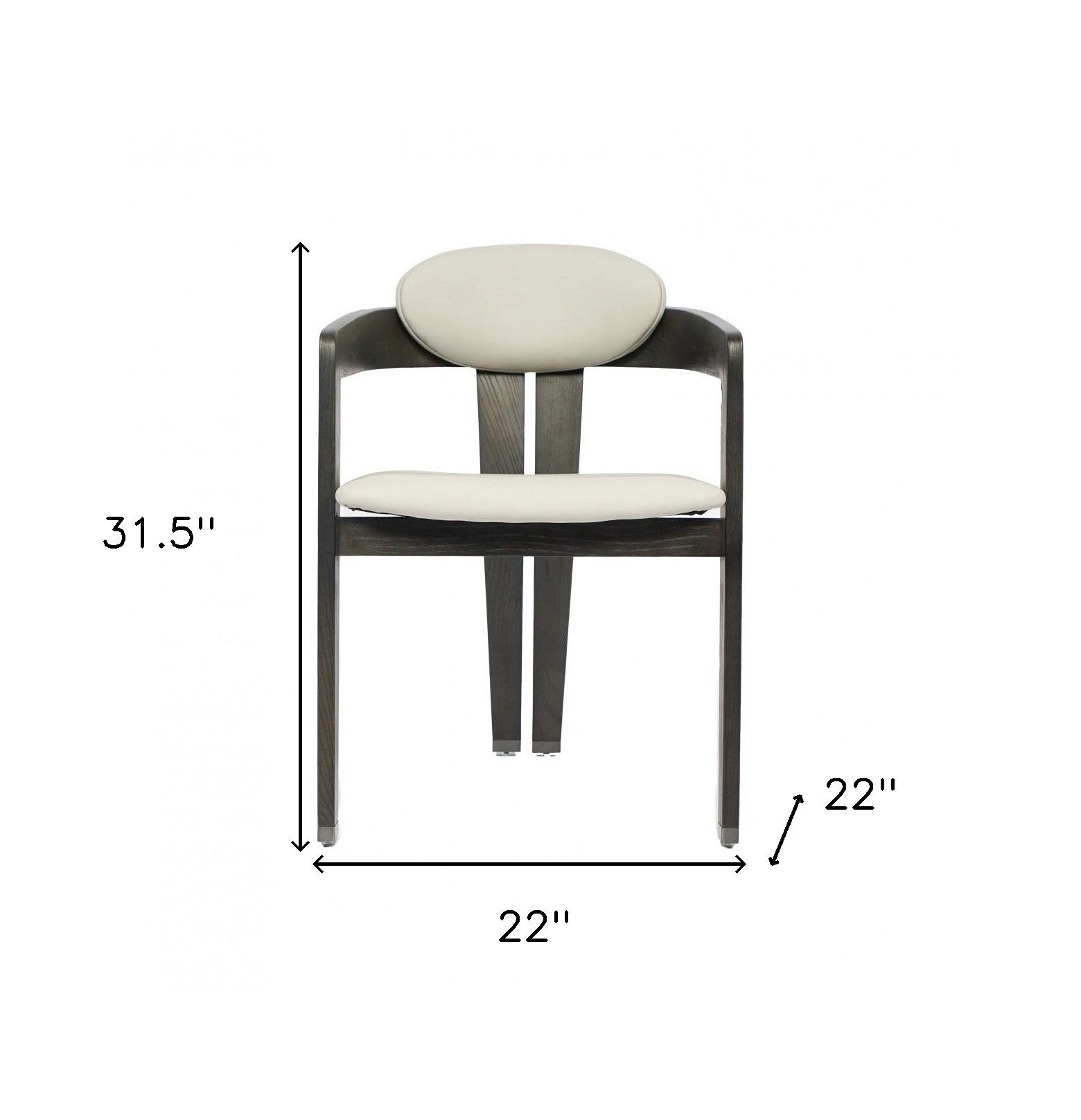 Light Gray And Dark Gray Upholstered Faux Leather Open Back Dining Arm Chair-5