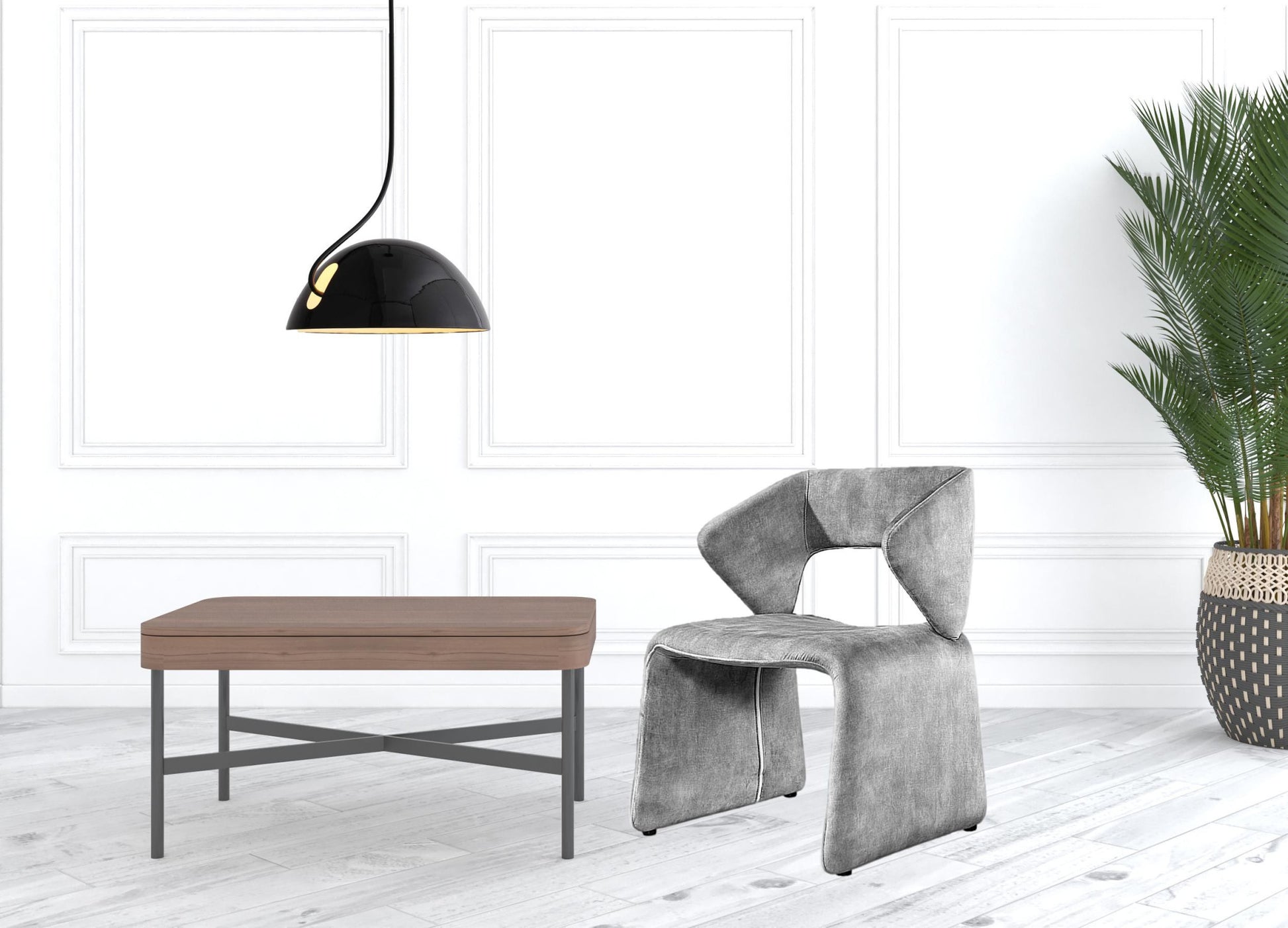 25" Light Gray Velvet Side Chair-2