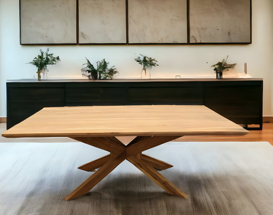 79" Natural Solid Wood Pedestal Base Dining Table-0