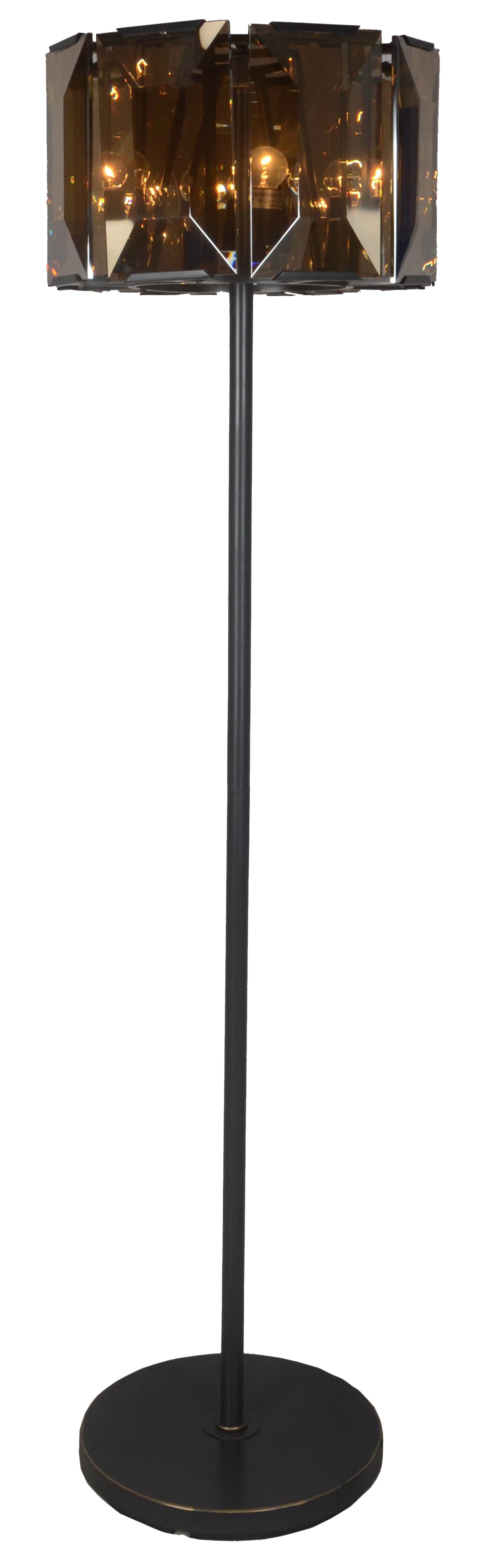 68" Dark Bronze Floor Lamp With Amber Solid Color Beveled Glass Drum Shade-4