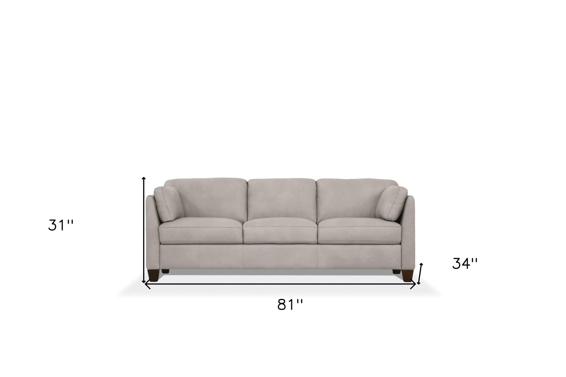81" Light Gray Leather Sofa With Black Legs-5
